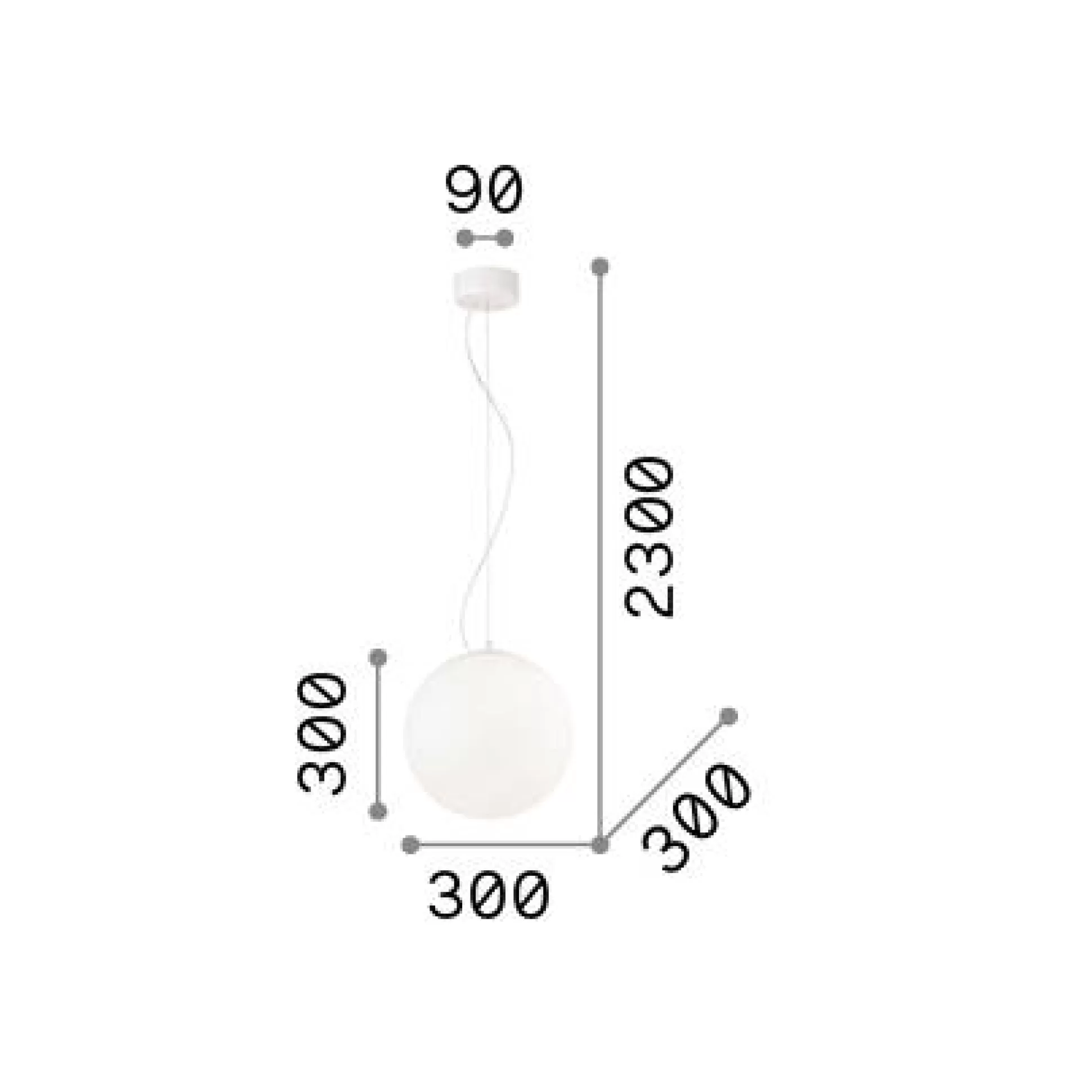 Dmora Lampade A Sospensione<Ideal-Lux - Lampada a sospensione MAPA SP1 D30, 30 x 30 x h55 cm,