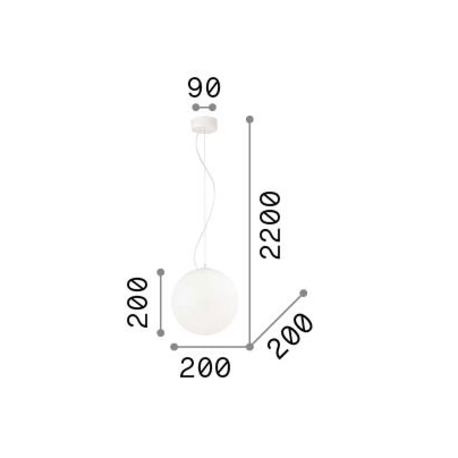 Dmora Lampade A Sospensione<Ideal-Lux - Lampada a sospensione MAPA SP1 D20, 20 x 20 x h45 cm,