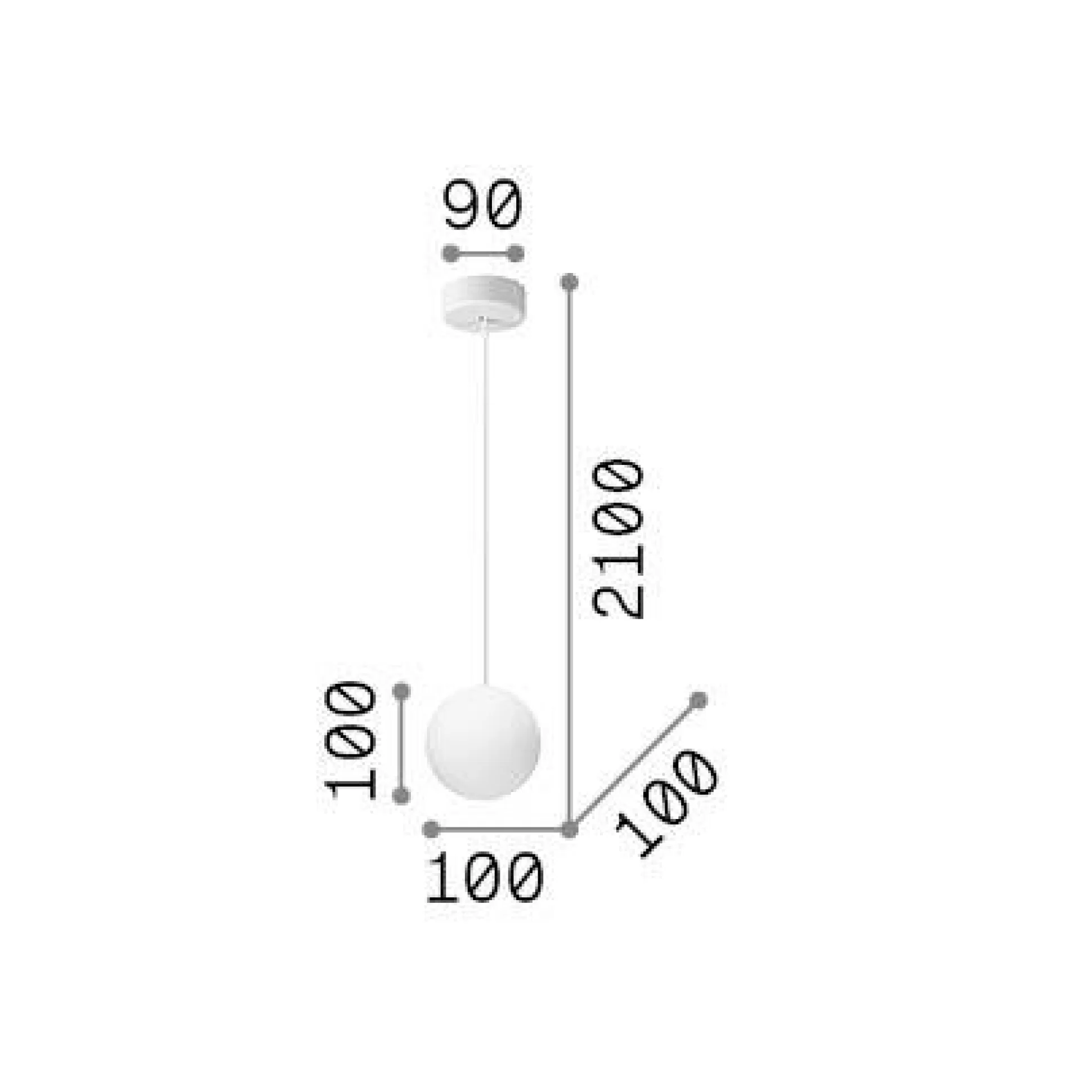 Dmora Lampade A Sospensione<Ideal-Lux - Lampada a sospensione MAPA SP1 D10, 10 x 10 x h35 cm,