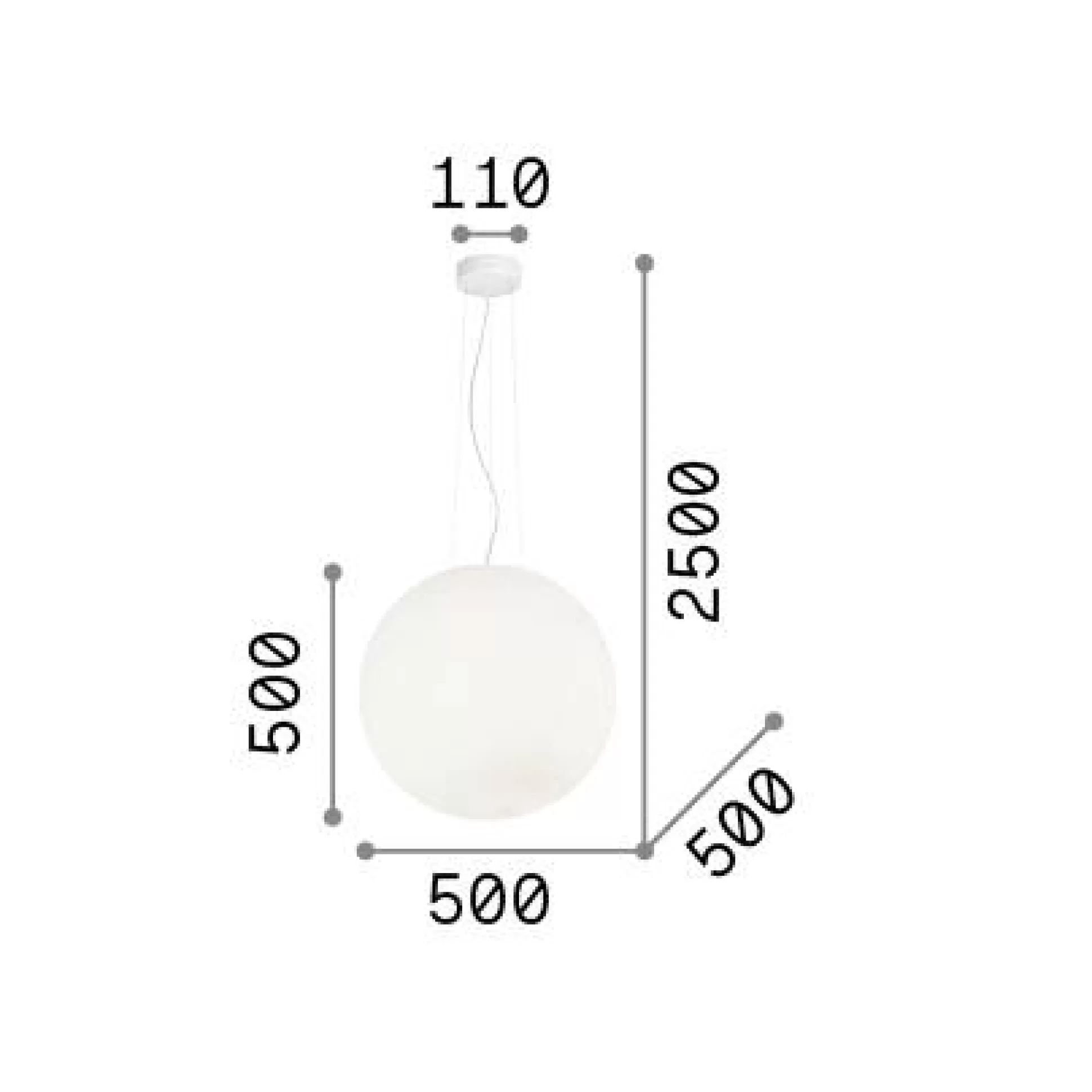 Dmora Lampade A Sospensione<Ideal-Lux - Lampada a sospensione MAPA SP1 D50, 50 x 50 x h75 cm,