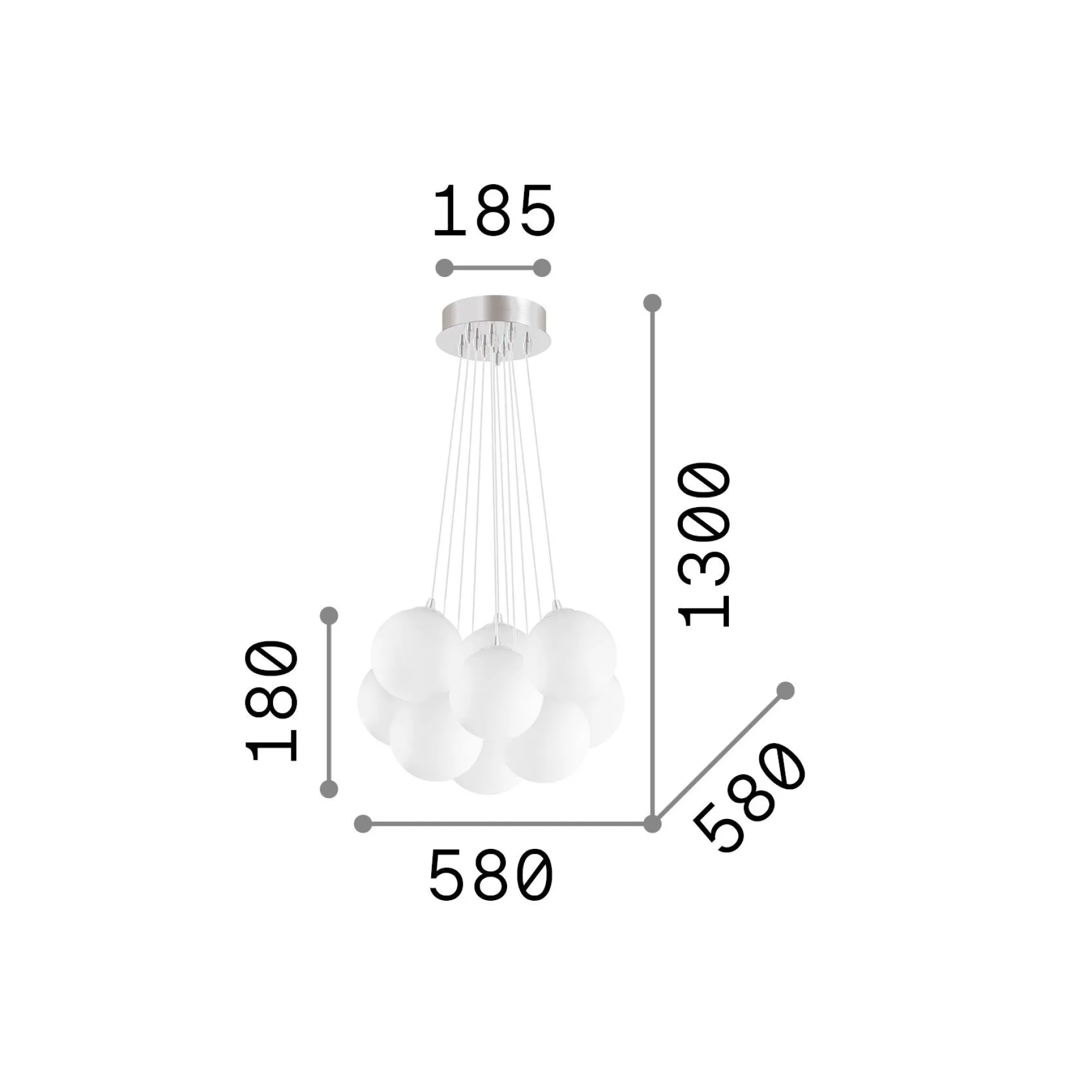 Dmora Lampade A Sospensione<Ideal-Lux - Lampada a sospensione MAPA PLUS SP11, 58 x 58 x h43 cm,