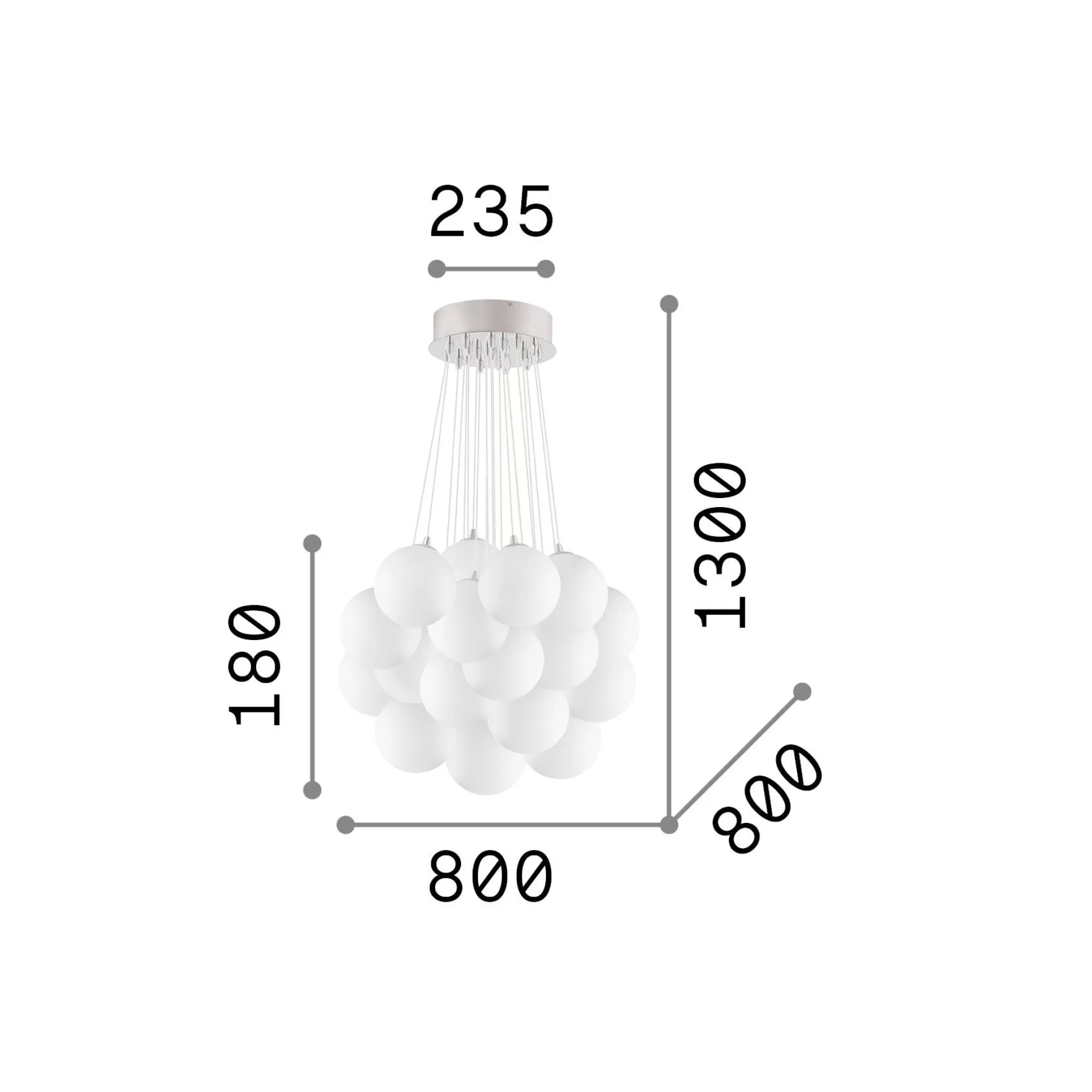 Dmora Lampade A Sospensione<Ideal-Lux - Lampada a sospensione MAPA PLUS SP22, 80 x 80 x h43 cm,