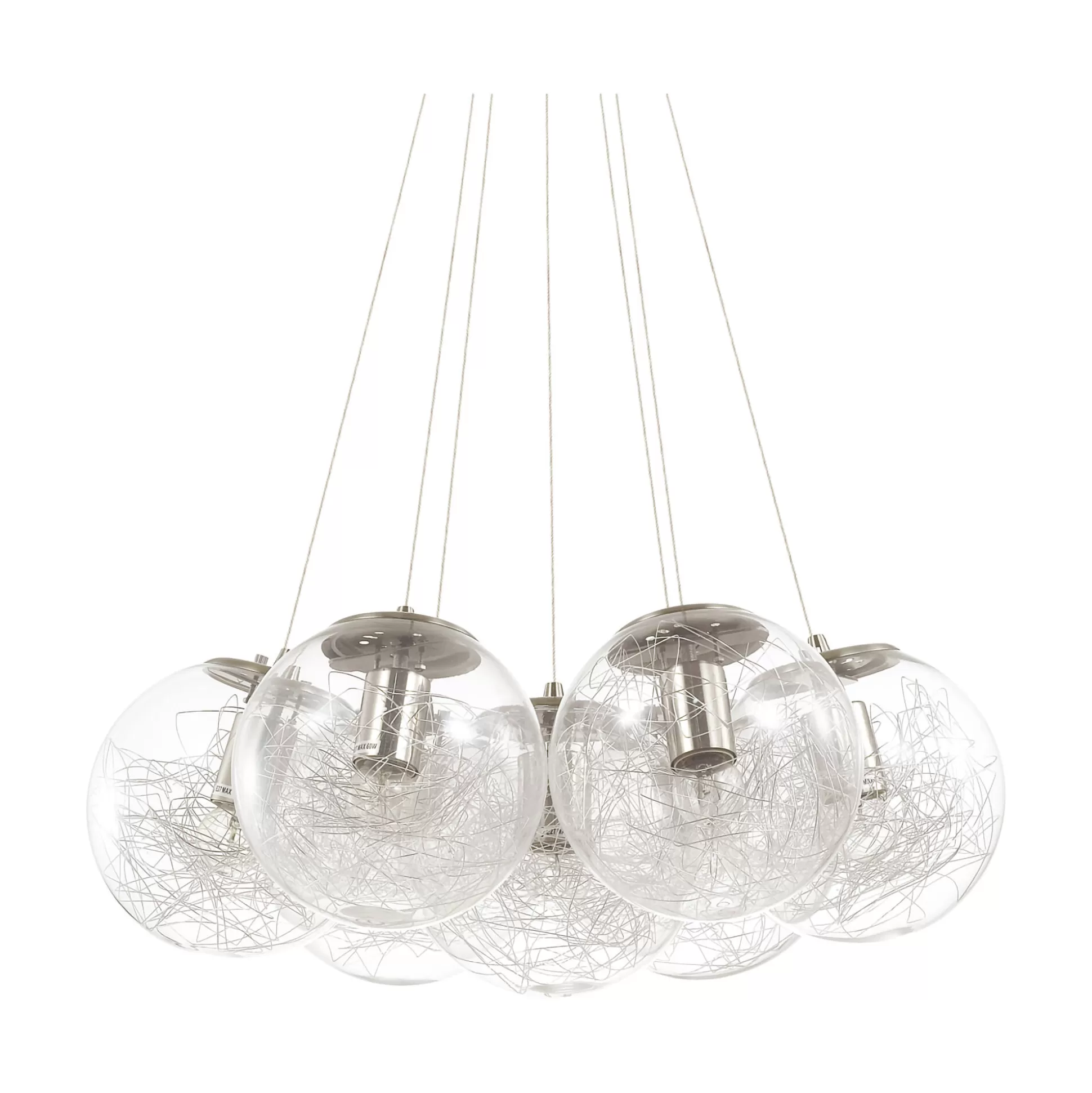 Dmora Lampade A Sospensione<Ideal-Lux - Lampada a sospensione MAPA SAT SP7 NICKEL, 60 x 60 x h45 cm,