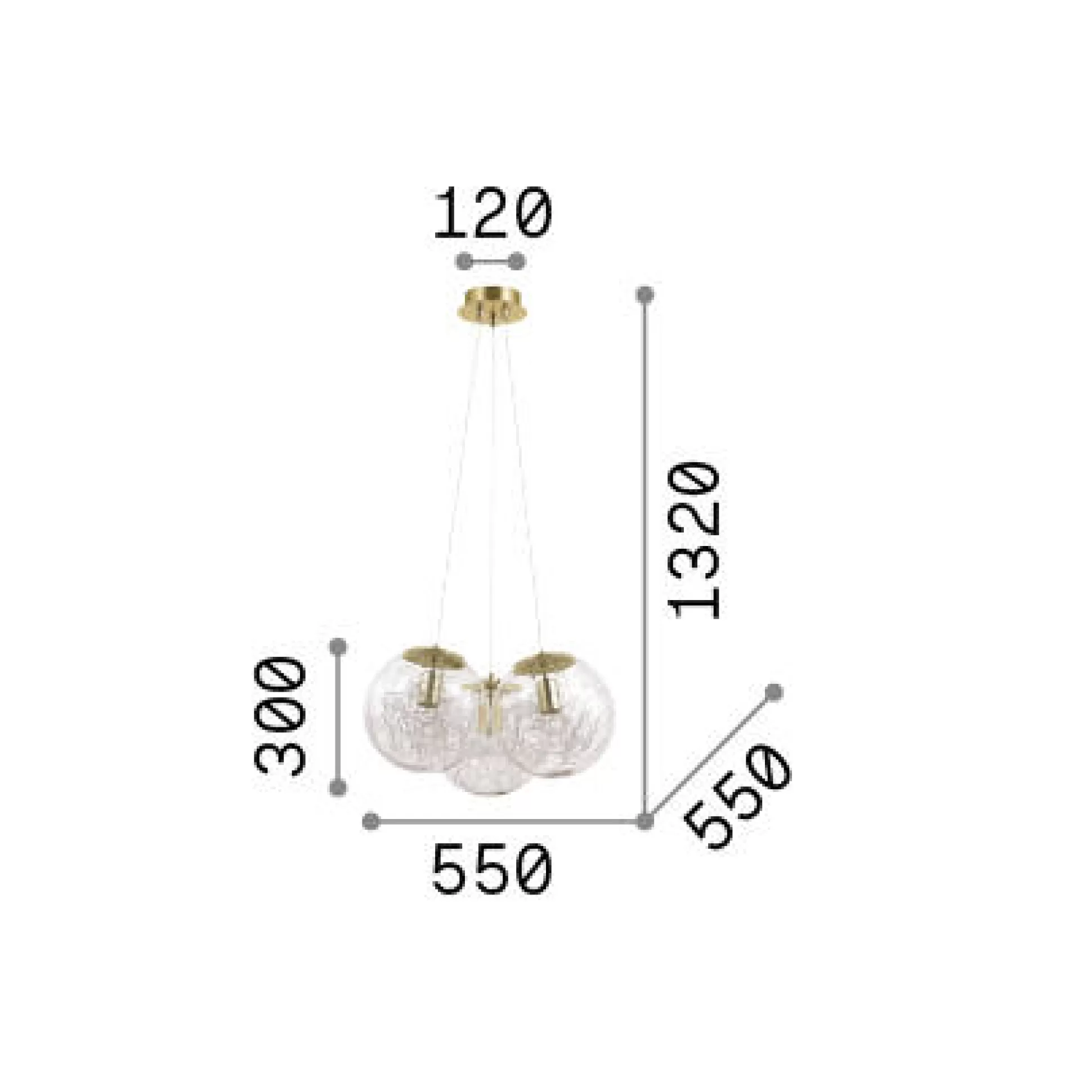 Dmora Lampade A Sospensione<Ideal-Lux - Lampada a sospensione MAPA SAT SP3 NICKEL, 55 x 55 x h50 cm,