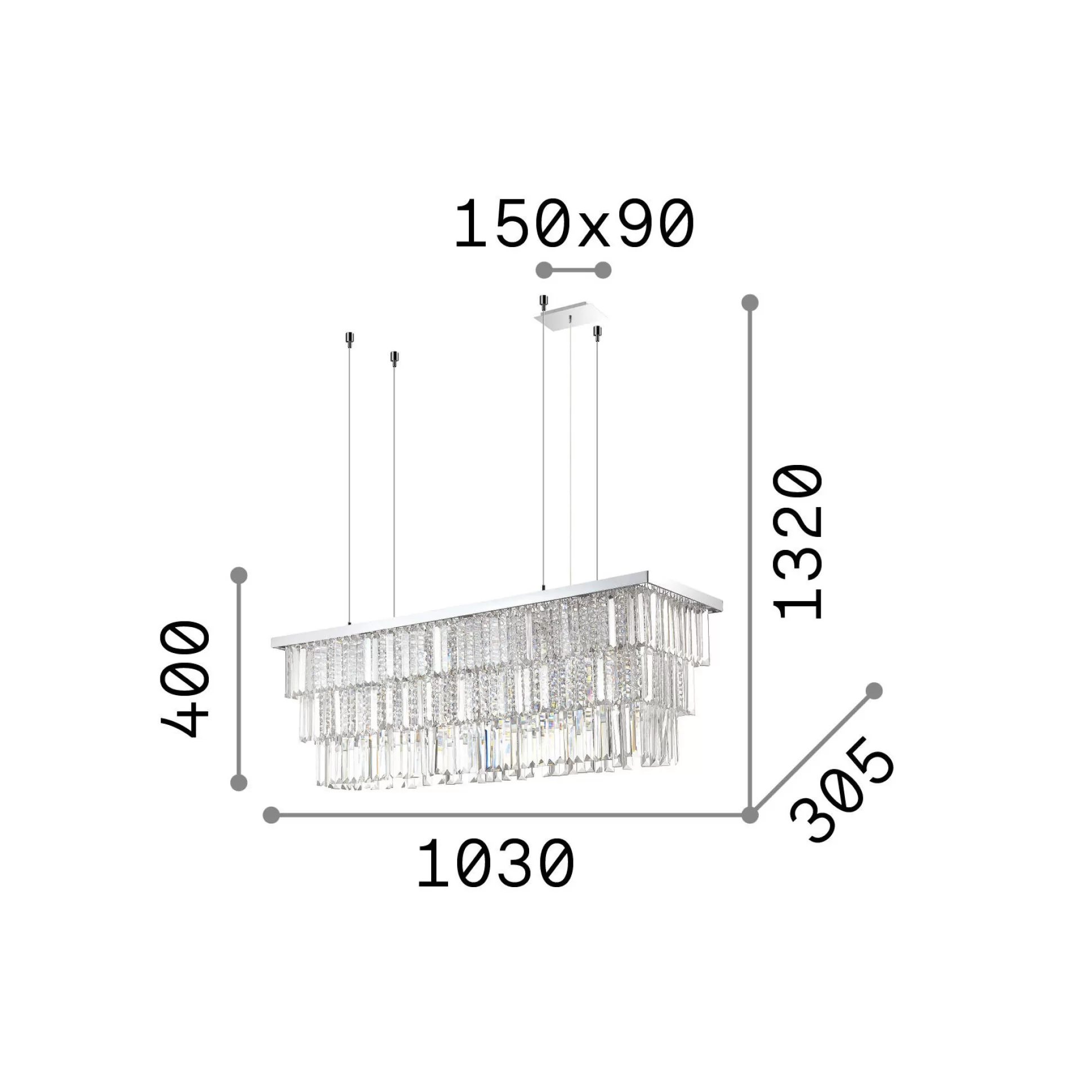 Dmora Lampade A Sospensione<Ideal-Lux - Lampada a sospensione MARTINEZ SP8 , 103 x 31 x h65 cm,