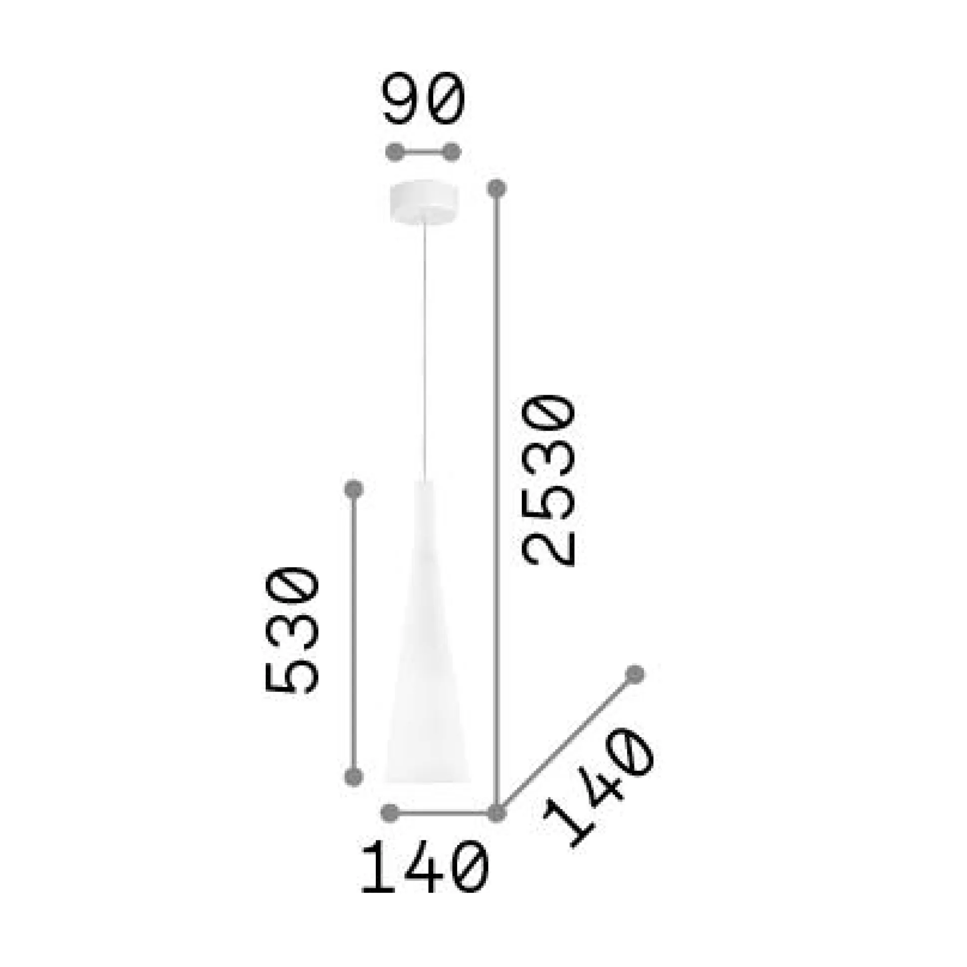 Dmora Lampade A Sospensione<Ideal-Lux - Lampada a sospensione MILK SP1, 14 x 14 x h78 cm,