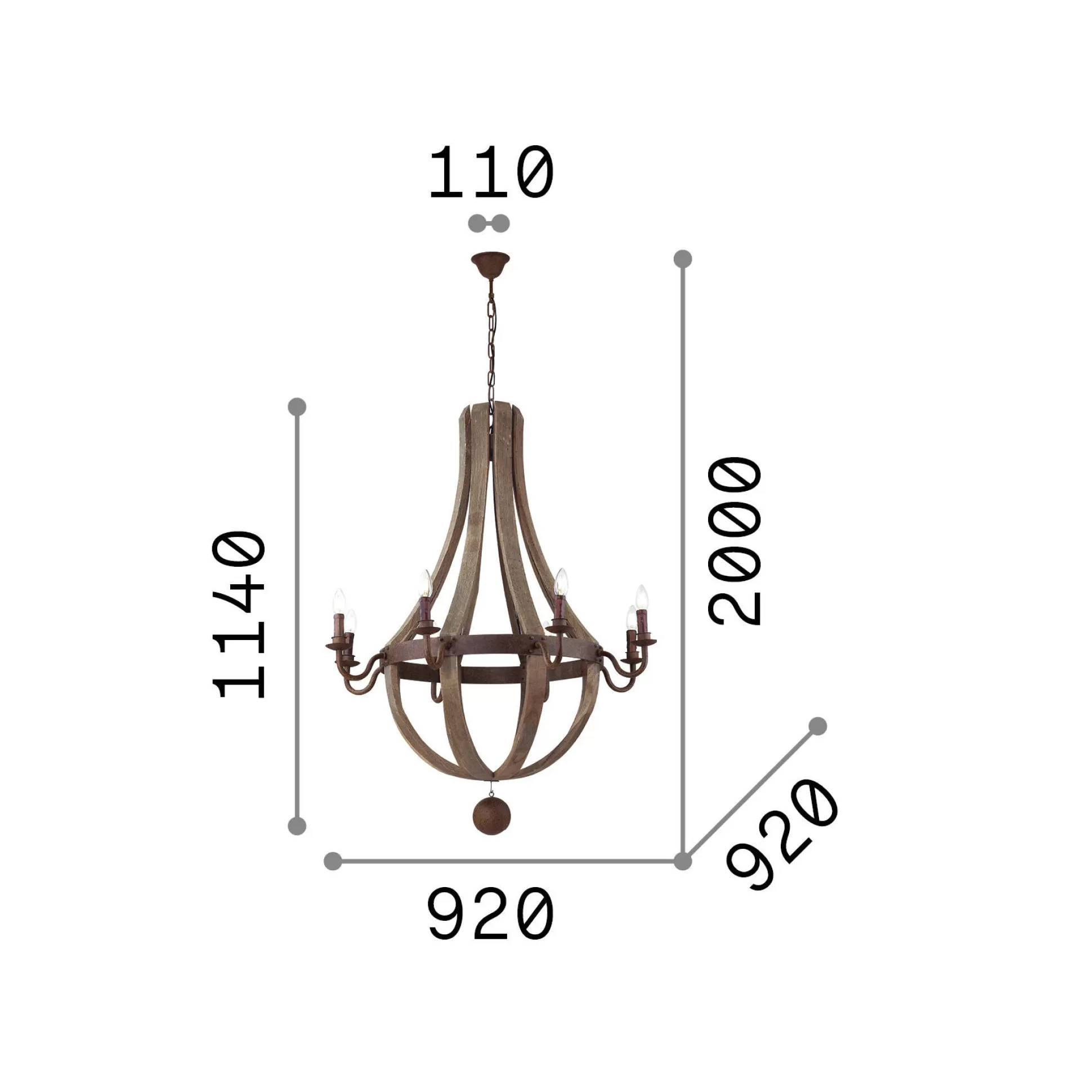 Dmora Lampade A Sospensione<Ideal-Lux - Lampada a sospensione MILLENNIUM SP8, 92 x 92 x h139 cm,
