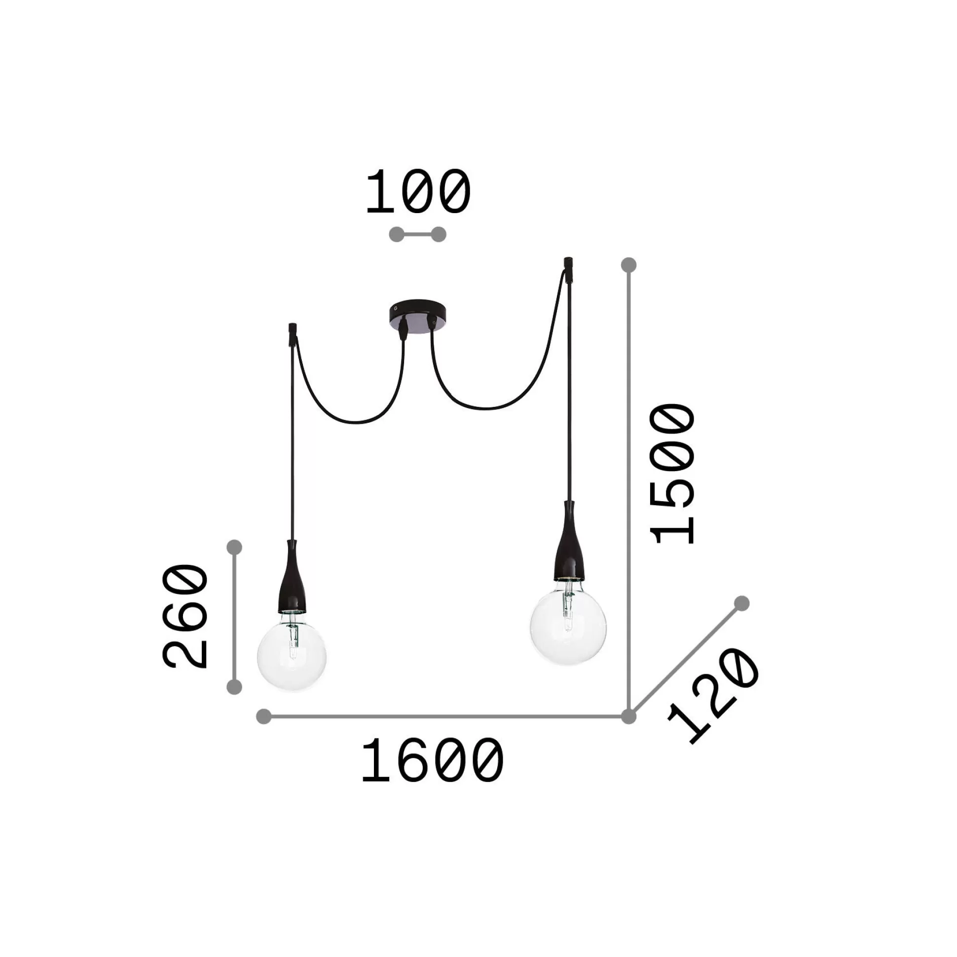 Dmora Lampade A Sospensione<Ideal-Lux - Lampada a sospensione MINIMAL SP2 OPACO, 160 x 12 x h51 cm,