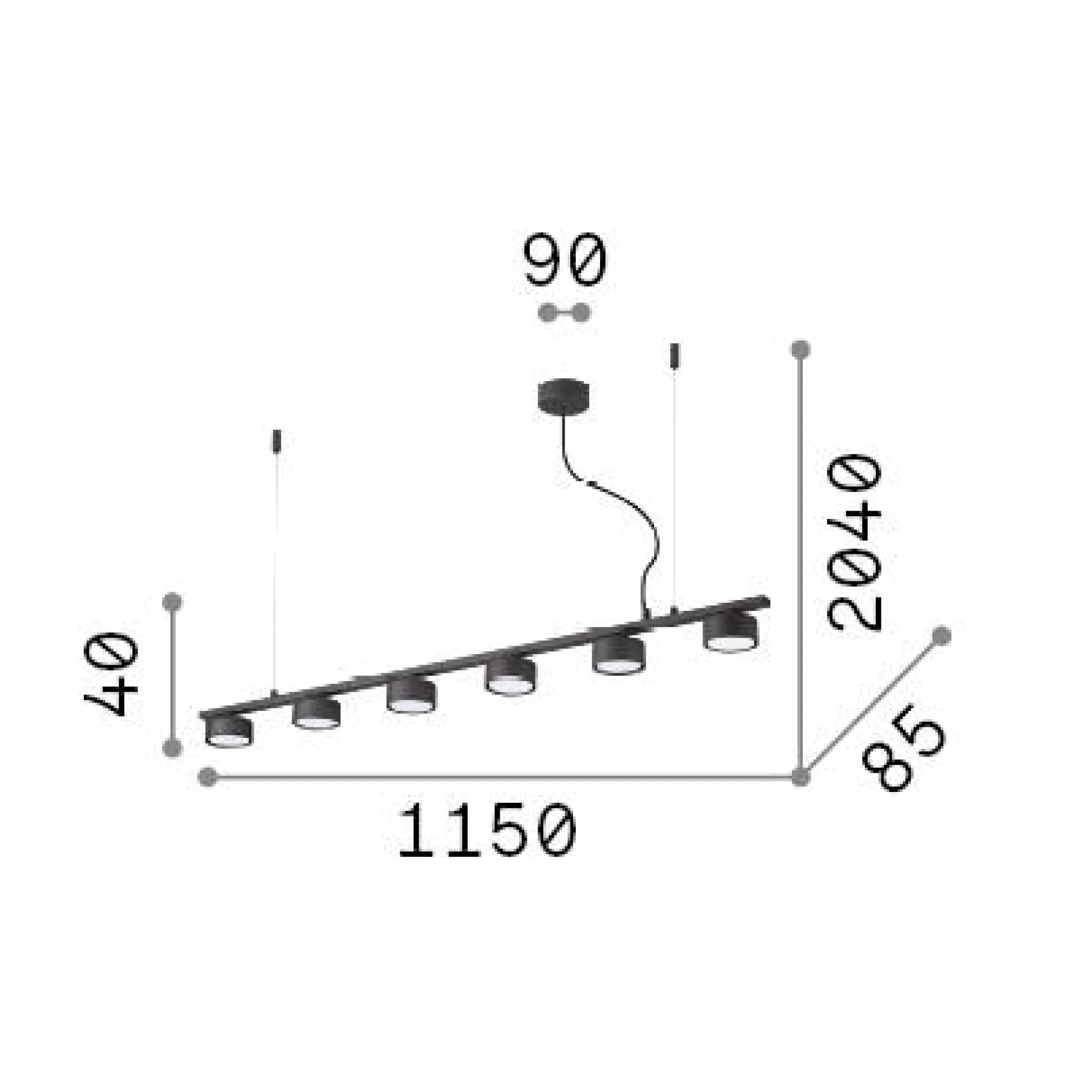 Dmora Lampade A Sospensione<Ideal-Lux - Lampada a sospensione MINOR LINEAR SP6, 115 x 9 x h29 cm,