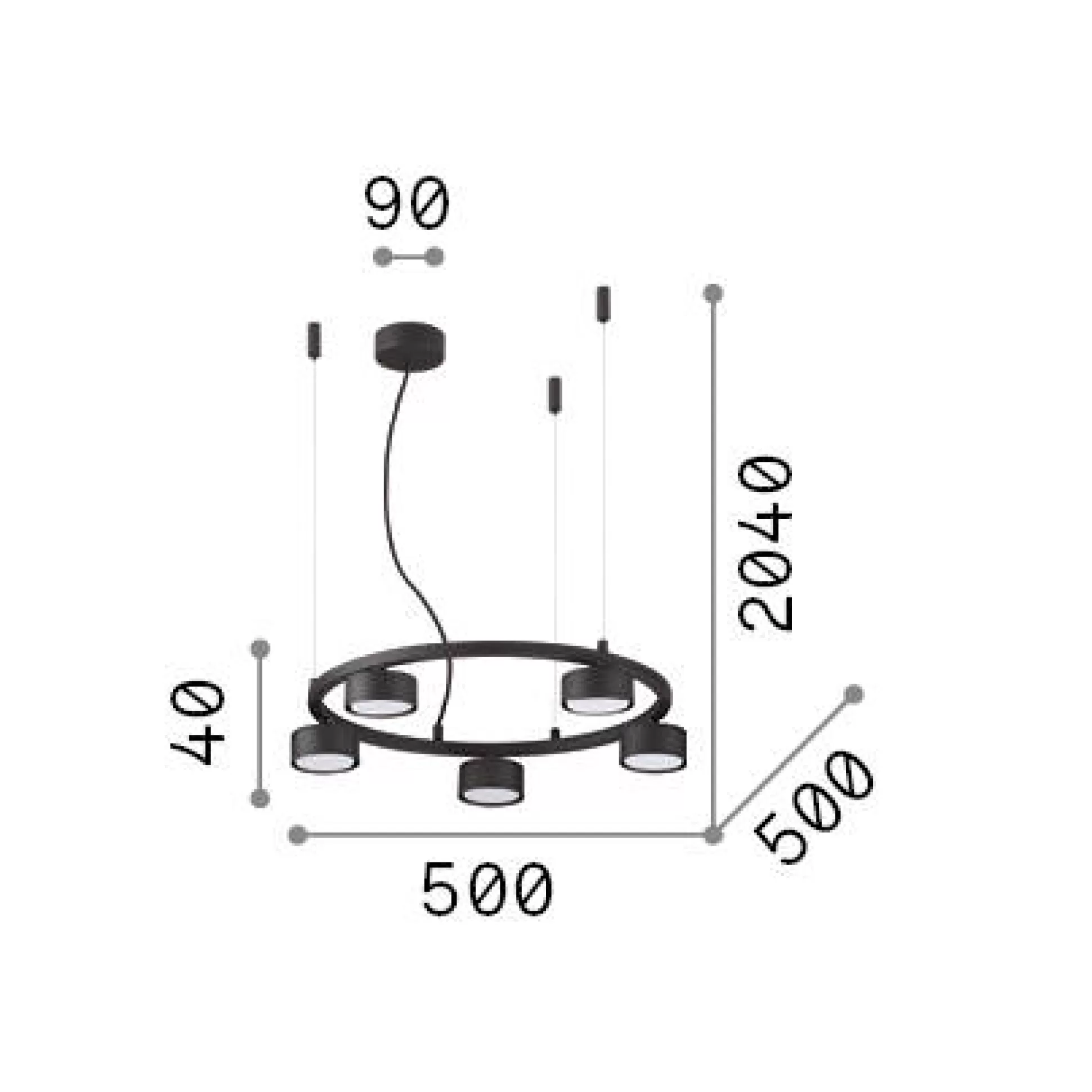 Dmora Lampade A Sospensione<Ideal-Lux - Lampada a sospensione MINOR ROUND SP5, 50 x 50 x h29 cm,