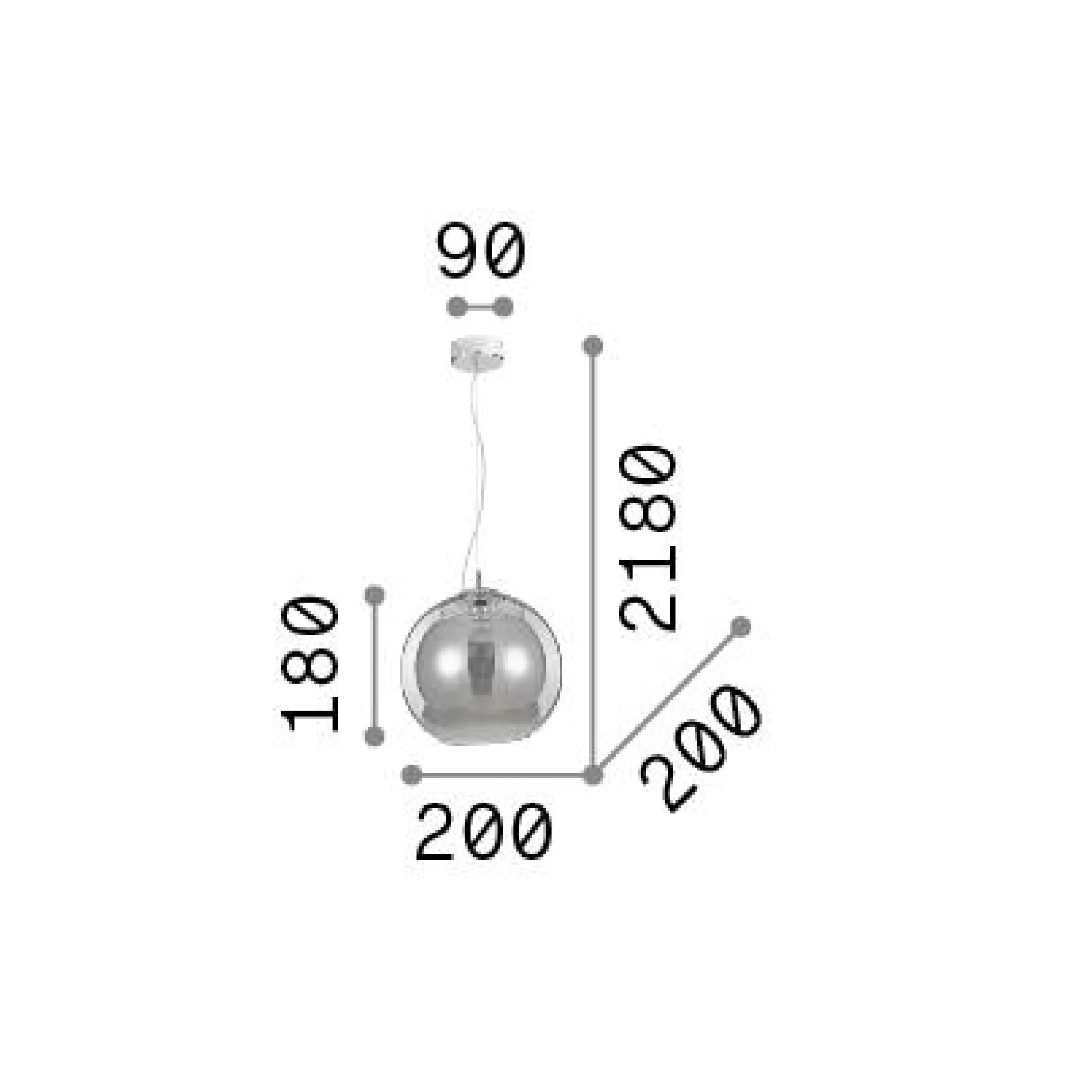 Dmora Lampade A Sospensione<Ideal-Lux - Lampada a sospensione NEMO SP1 D20 FUME', 20 x 20 x h43 cm,