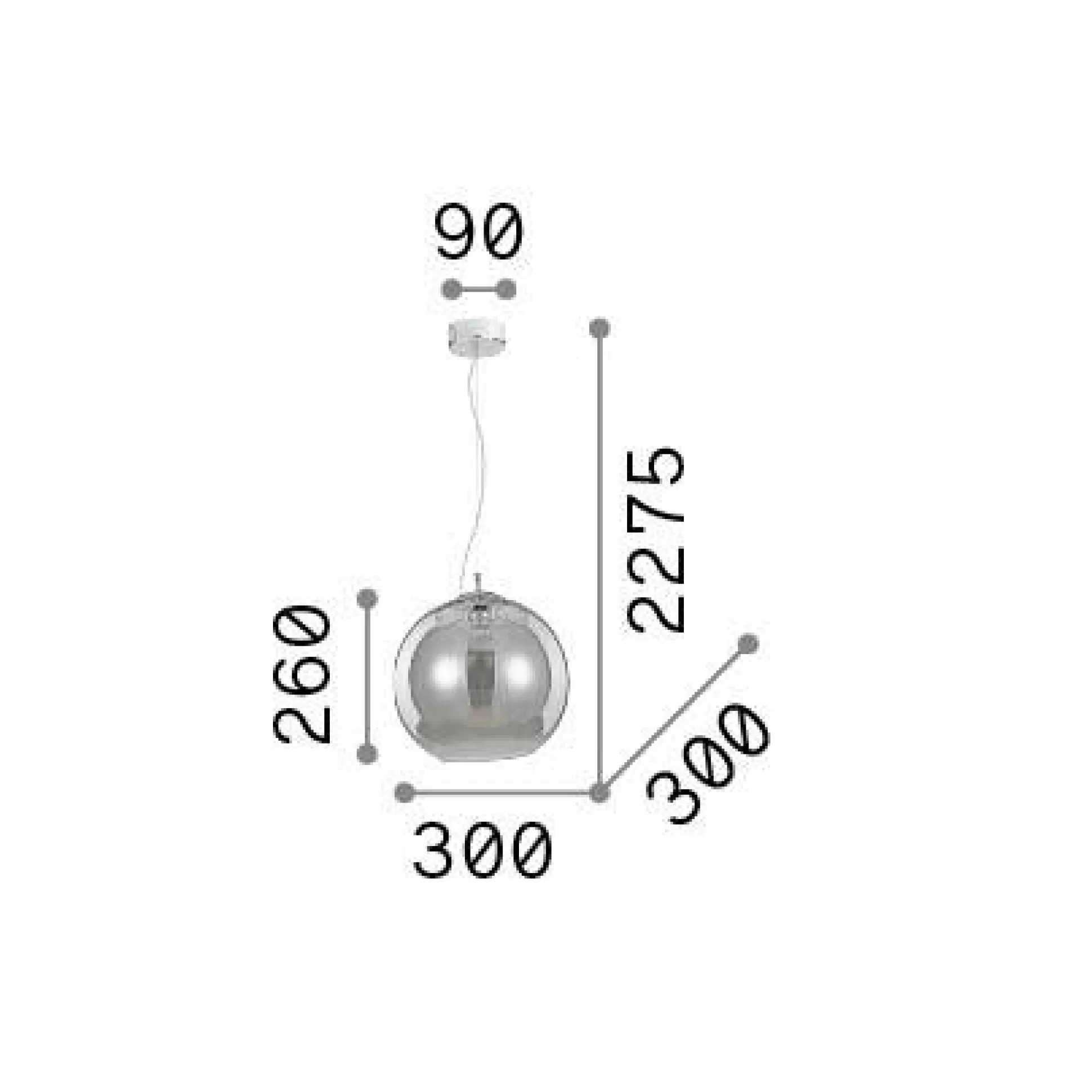 Dmora Lampade A Sospensione<Ideal-Lux - Lampada a sospensione NEMO SP1 D30 , 30 x 30 x h53 cm,