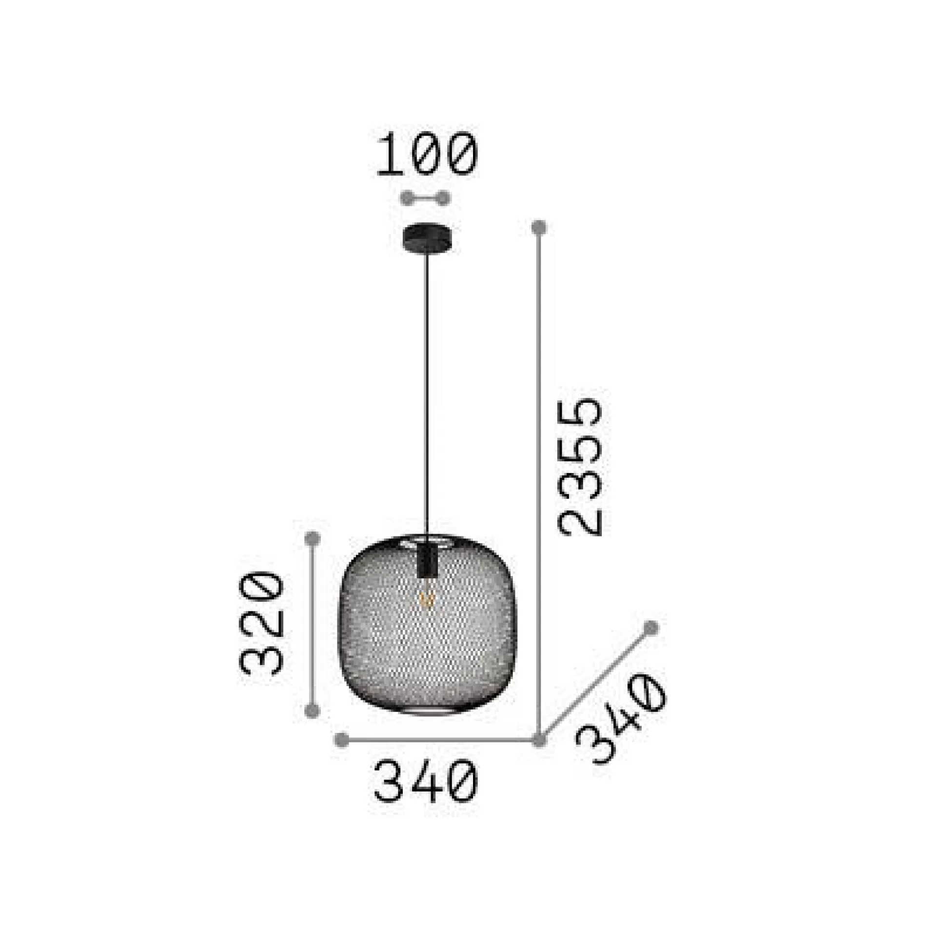 Dmora Lampade A Sospensione<Ideal-Lux - Lampada a sospensione NET SP1 D34 ORO, 34 x 34 x h56 cm,