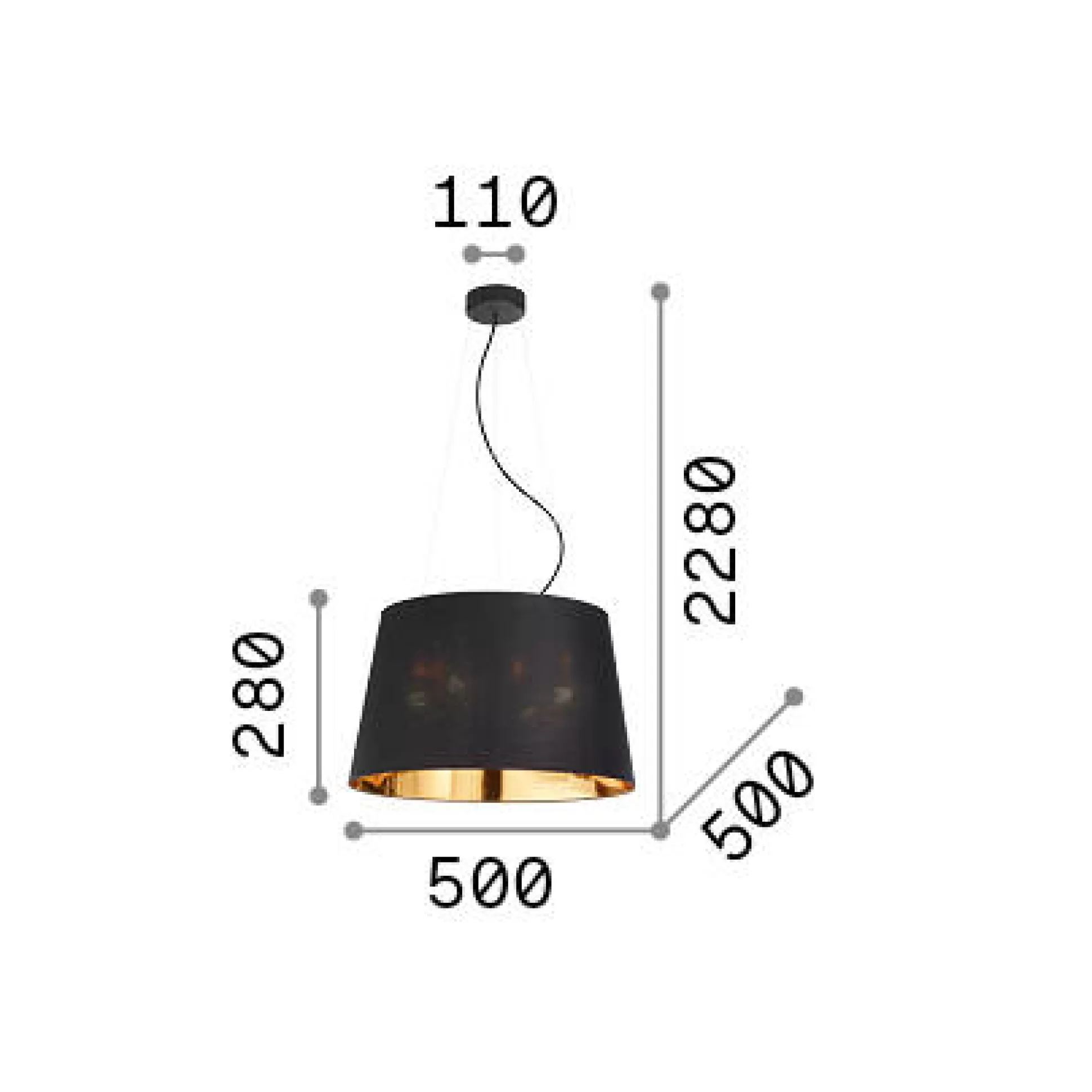 Dmora Lampade A Sospensione<Ideal-Lux - Lampada a sospensione NORDIK SP4, 50 x 50 x h53 cm,