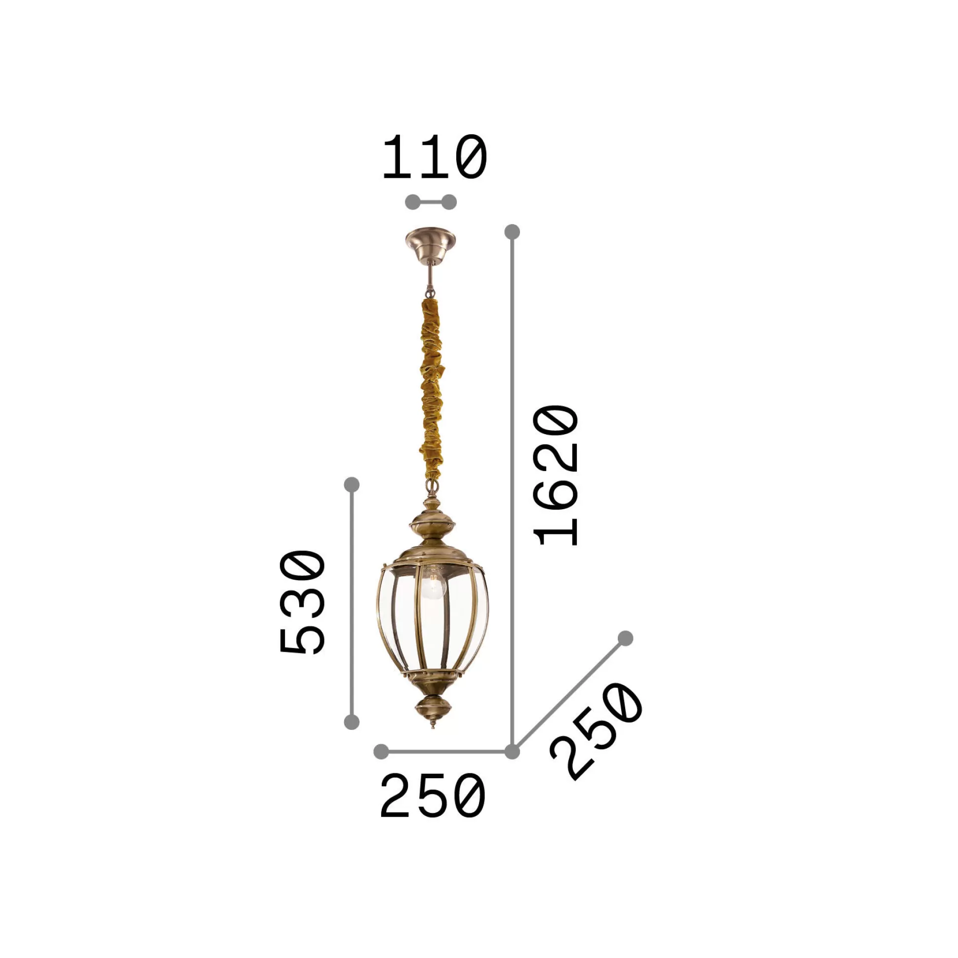 Dmora Lampade A Sospensione<Ideal-Lux - Lampada a sospensione NORMA SP1 BRUNITO, 25 x 25 x h78 cm,