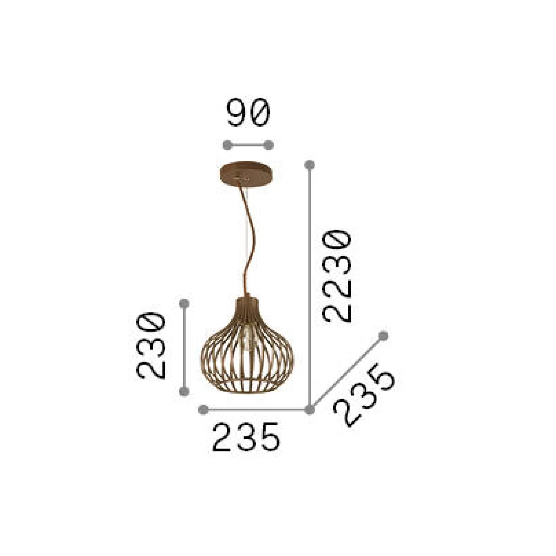 Dmora Lampade A Sospensione<Ideal-Lux - Lampada a sospensione ONION SP1 D23, 24 x 24 x h48 cm,