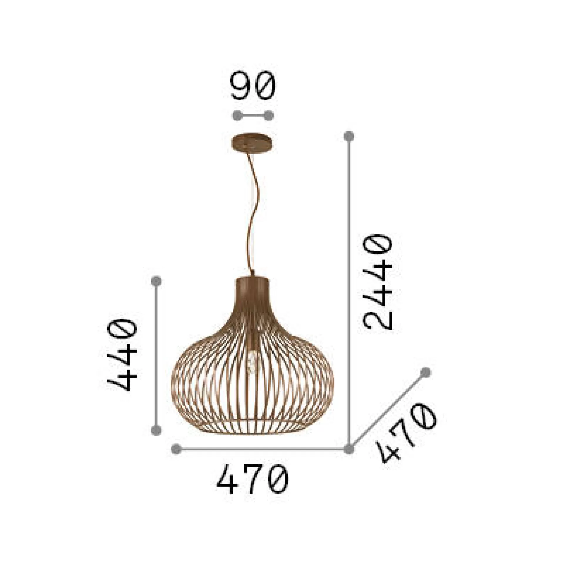 Dmora Lampade A Sospensione<Ideal-Lux - Lampada a sospensione ONION SP1 D47, 47 x 47 x h69 cm,