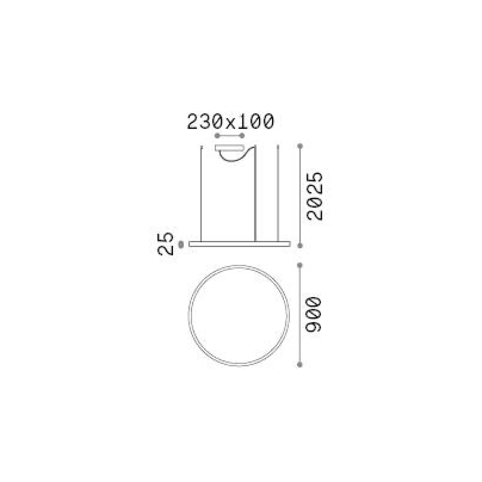 Dmora Lampade A Sospensione<Ideal-Lux - Lampada a sospensione ORACLE SLIM SP D090 ROUND 3000K DALI BK, 90 x 90 x h28 cm,