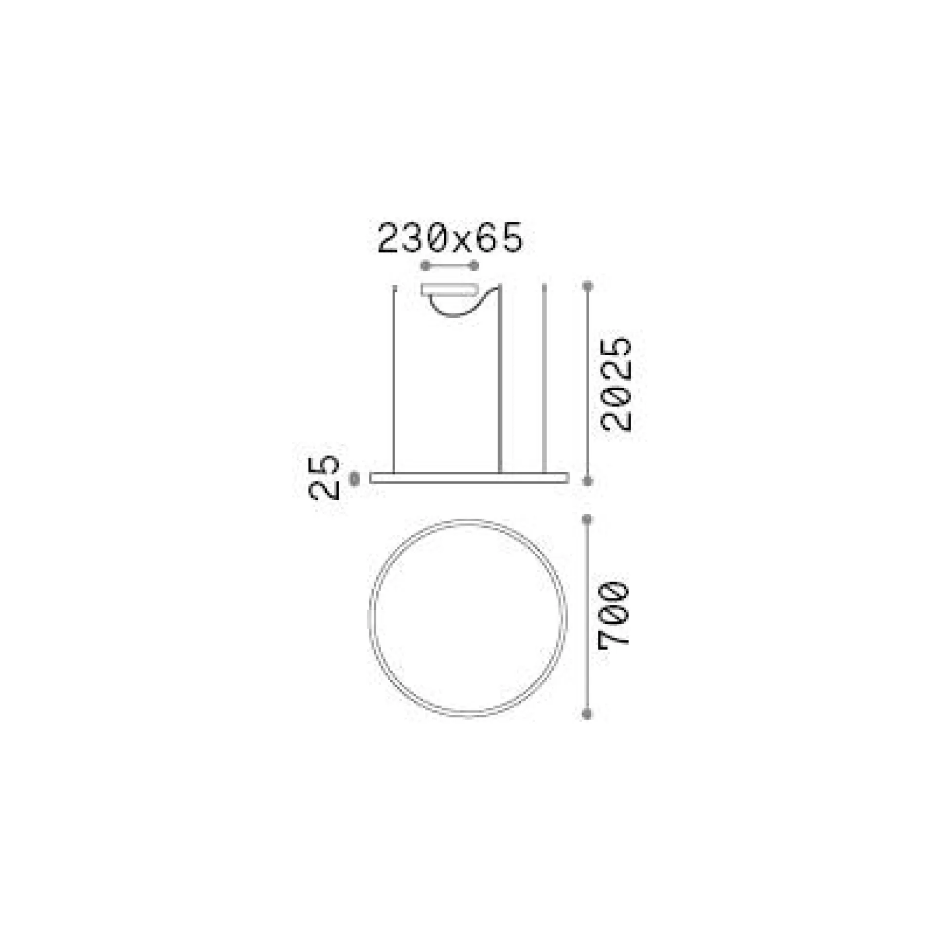 Dmora Lampade A Sospensione<Ideal-Lux - Lampada a sospensione ORACLE SLIM SP D070 ROUND 4000K ON-OFF BK, 70 x 70 x h28 cm,