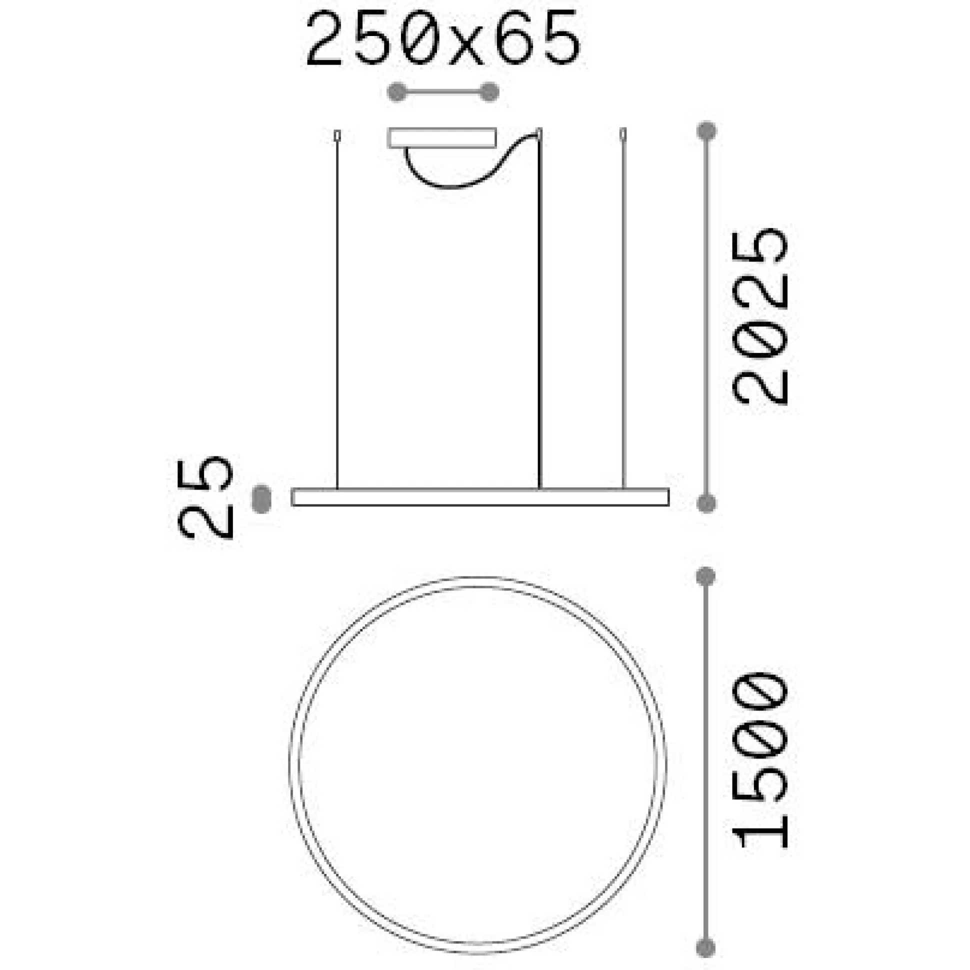 Dmora Lampade A Sospensione<Ideal-Lux - Lampada a sospensione ORACLE SLIM SP D150 ROUND 4000K ON-OFF BK, 150 x 150 x h28 cm,