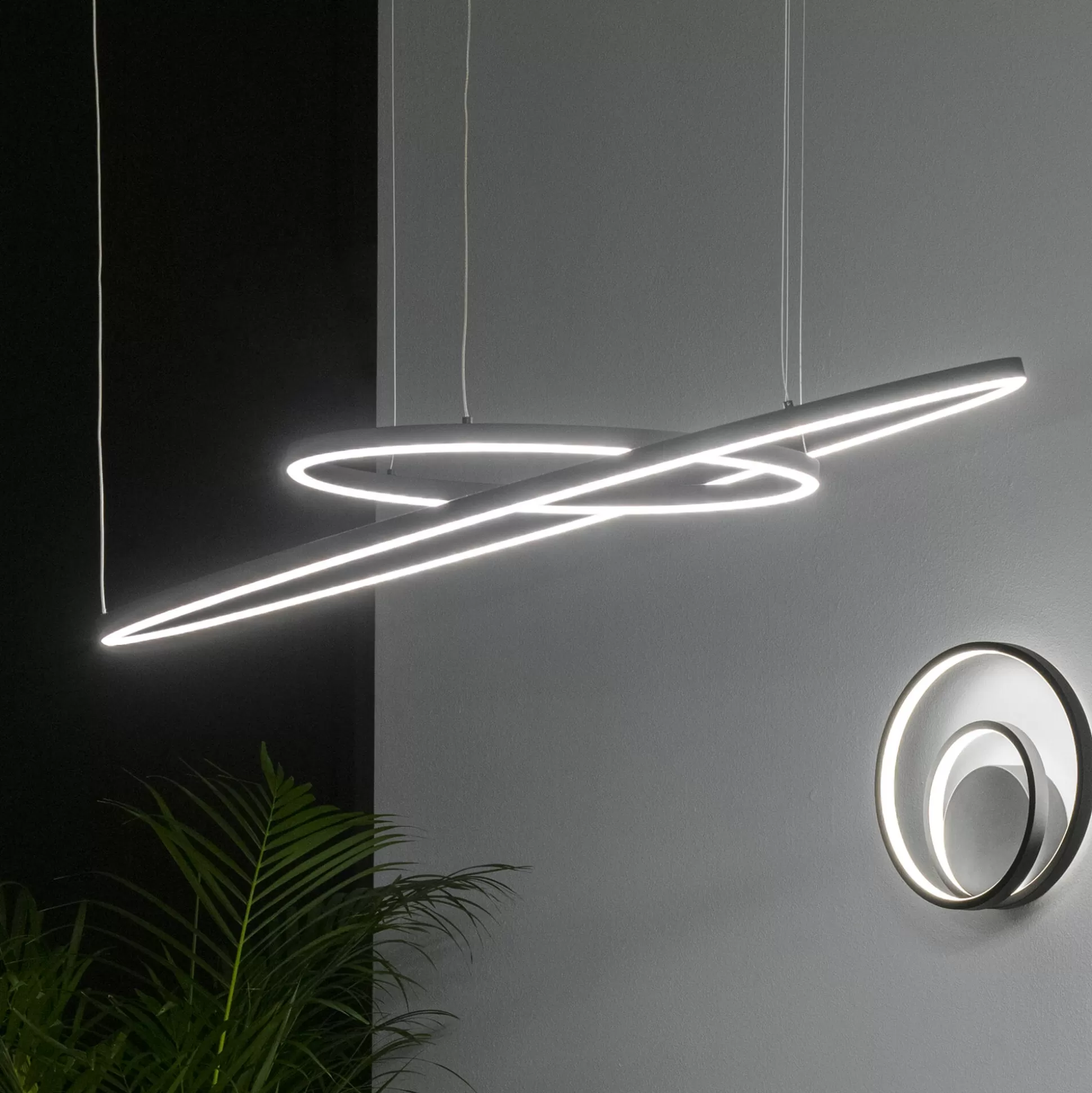 Dmora Lampade A Sospensione<Ideal-Lux - Lampada a sospensione ORACLE SLIM SP D090 ROUND 4000K ON-OFF BK, 90 x 90 x h28 cm,