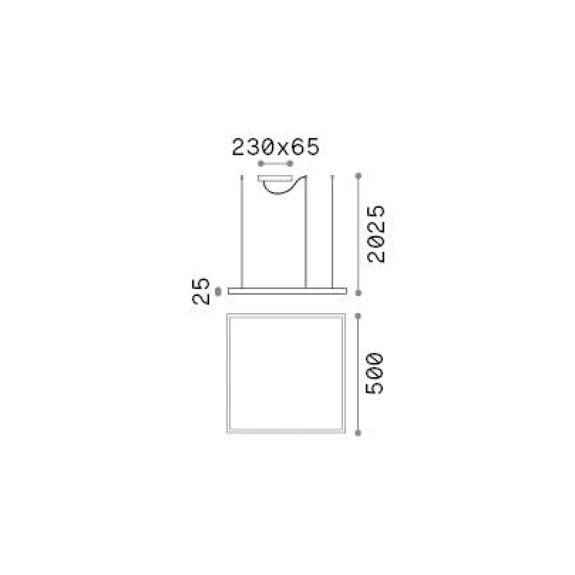 Dmora Lampade A Sospensione<Ideal-Lux - Lampada a sospensione ORACLE SLIM SP D050 SQUARE 3000K ON-OFF BK, 50 x 50 x h28 cm,