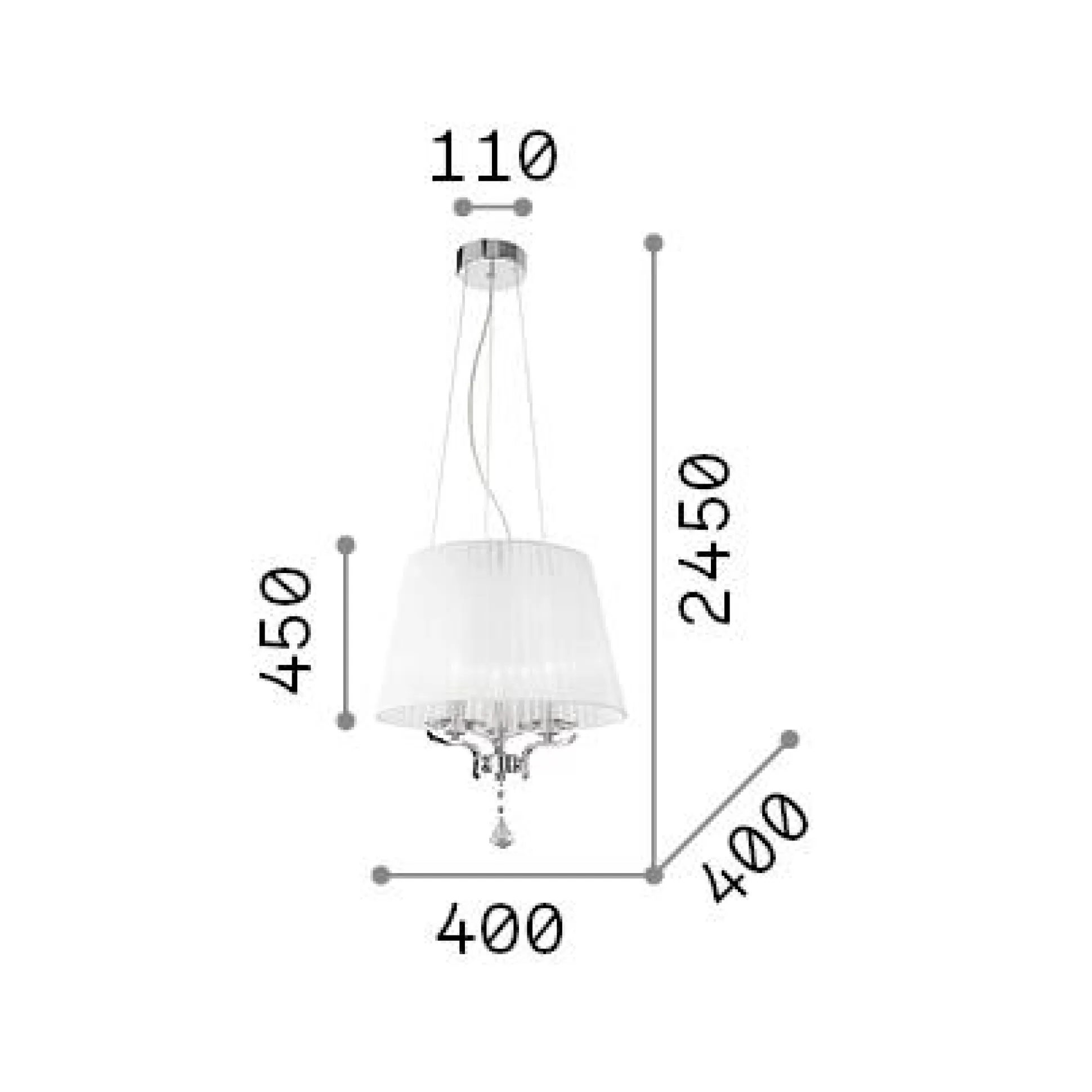 Dmora Lampade A Sospensione<Ideal-Lux - Lampada a sospensione PEGASO SP3 , 40 x 40 x h70 cm,