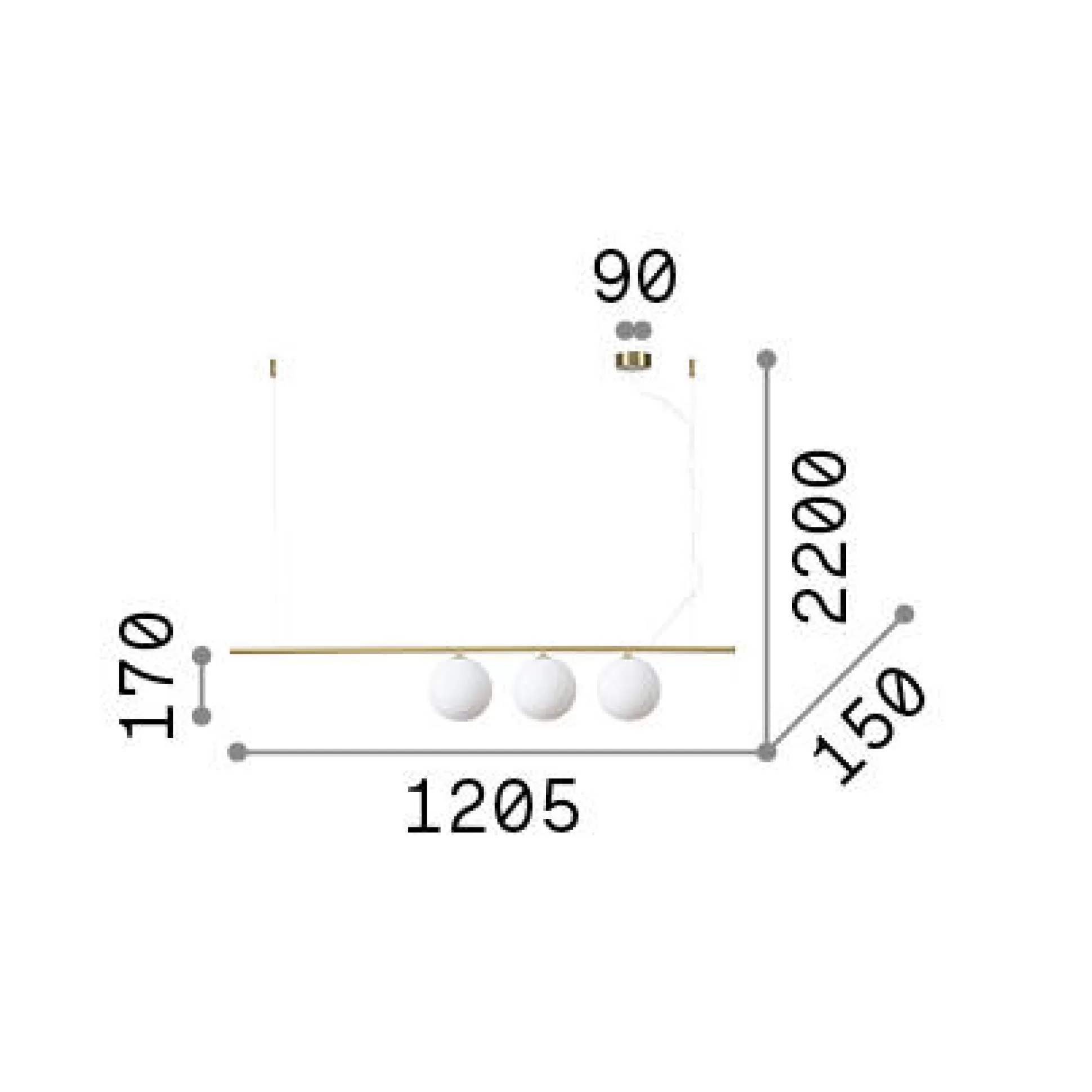 Dmora Lampade A Sospensione<Ideal-Lux - Lampada a sospensione PERLINE SP3 , 121 x 15 x h42 cm,