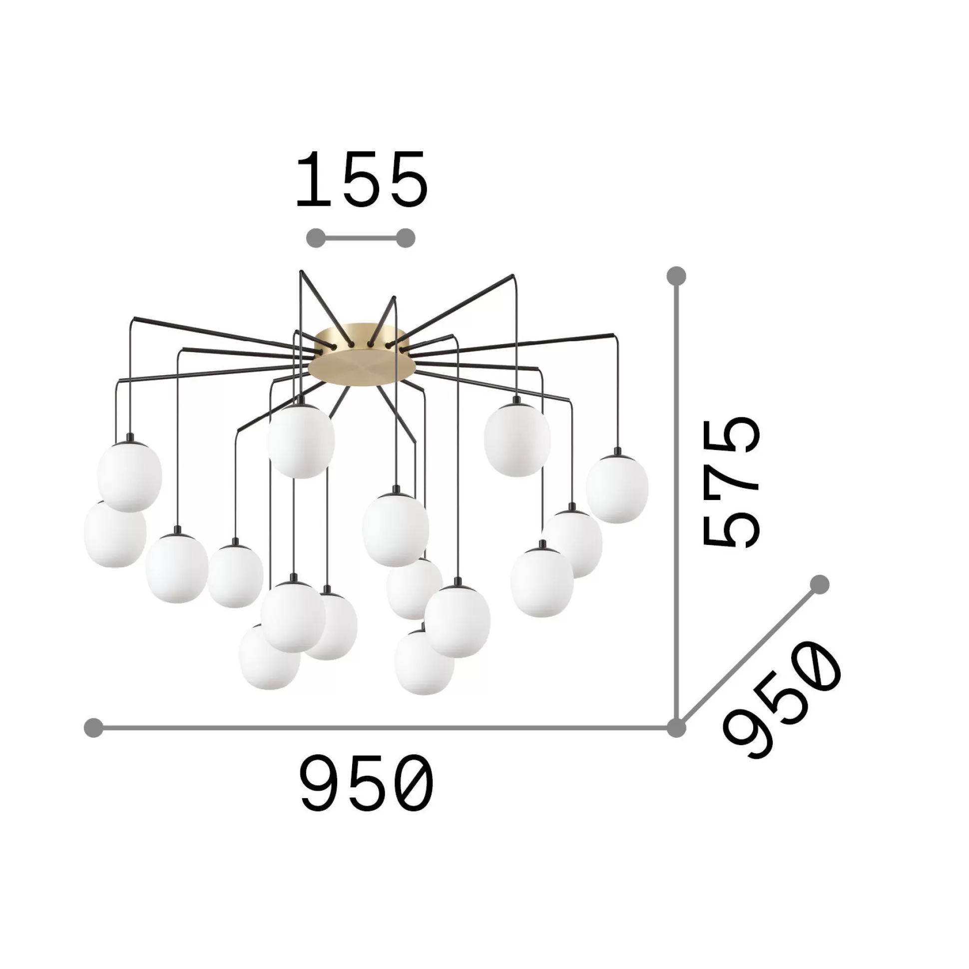 Dmora Lampade A Sospensione<Ideal-Lux - Lampada a sospensione RHAPSODY SP16, 95 x 95 x h79 cm,
