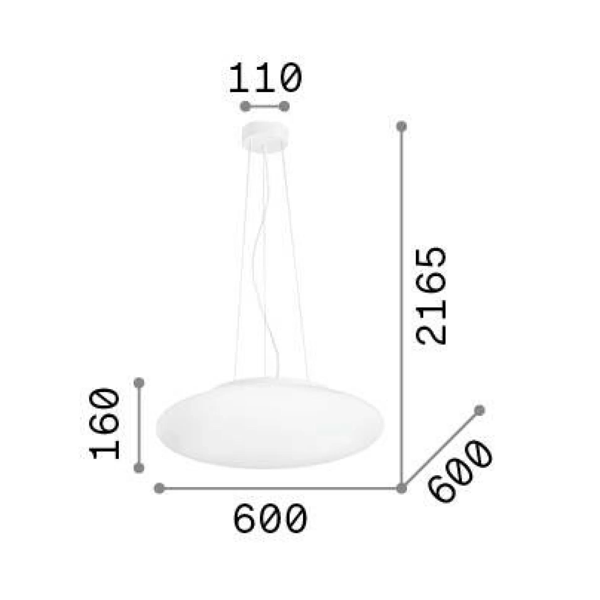 Dmora Lampade A Sospensione<Ideal-Lux - Lampada a sospensione SMARTIES SP5 D60, 60 x 60 x h42 cm,