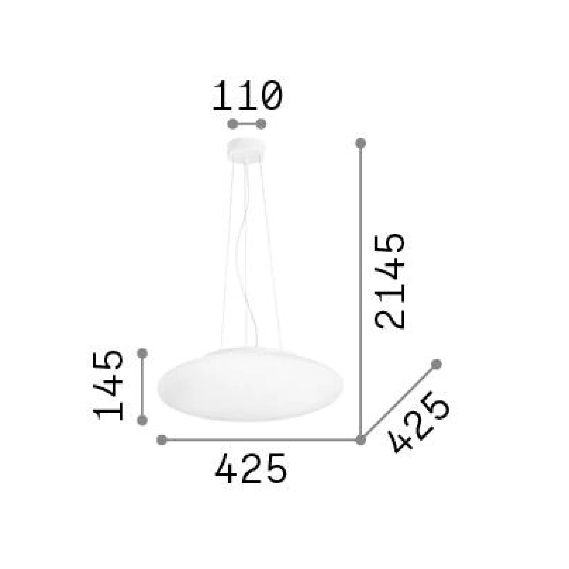 Dmora Lampade A Sospensione<Ideal-Lux - Lampada a sospensione SMARTIES SP3 D42, 43 x 43 x h40 cm,