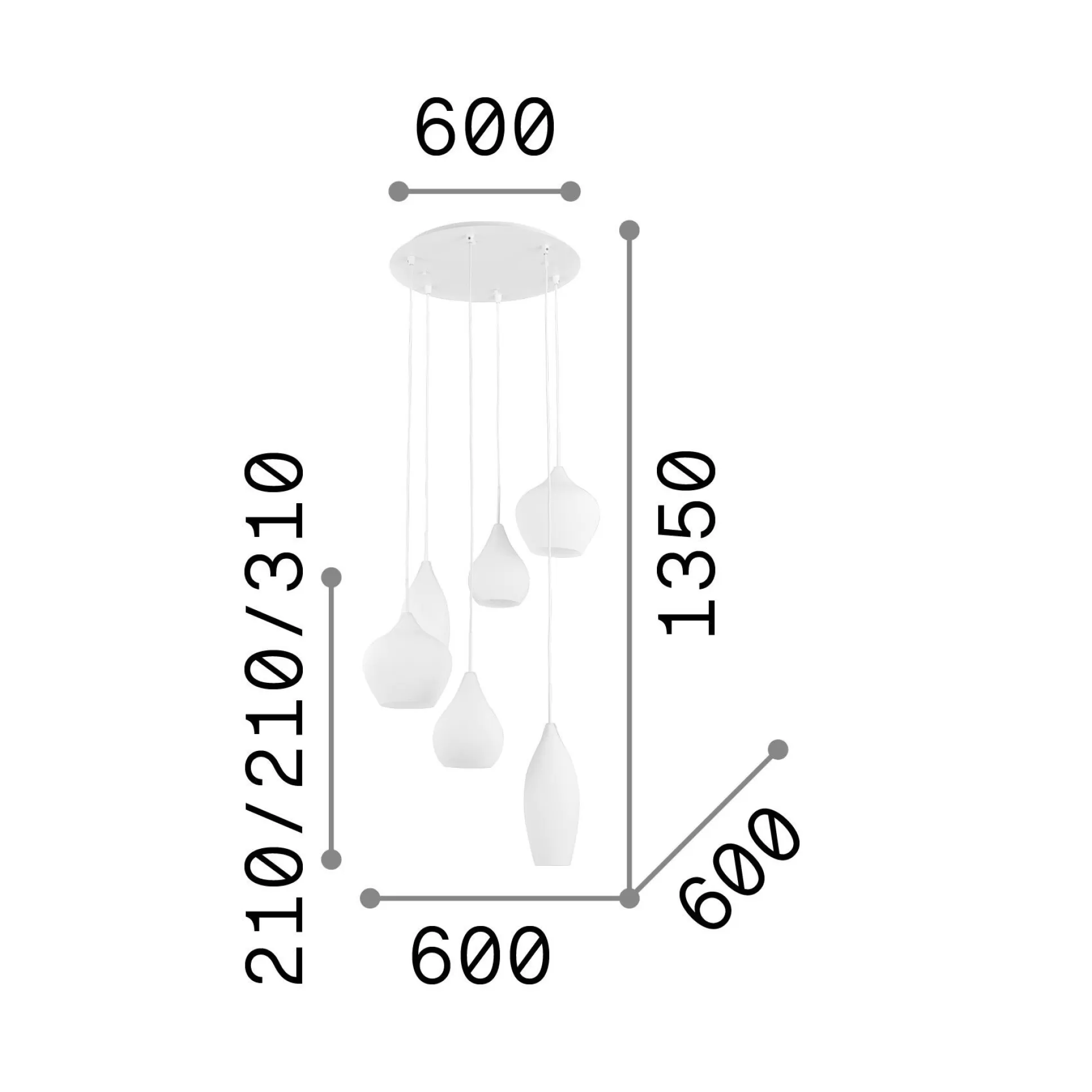Dmora Lampade A Sospensione<Ideal-Lux - Lampada a sospensione SOFT SP6 FUME', 60 x 60 x h56 cm,