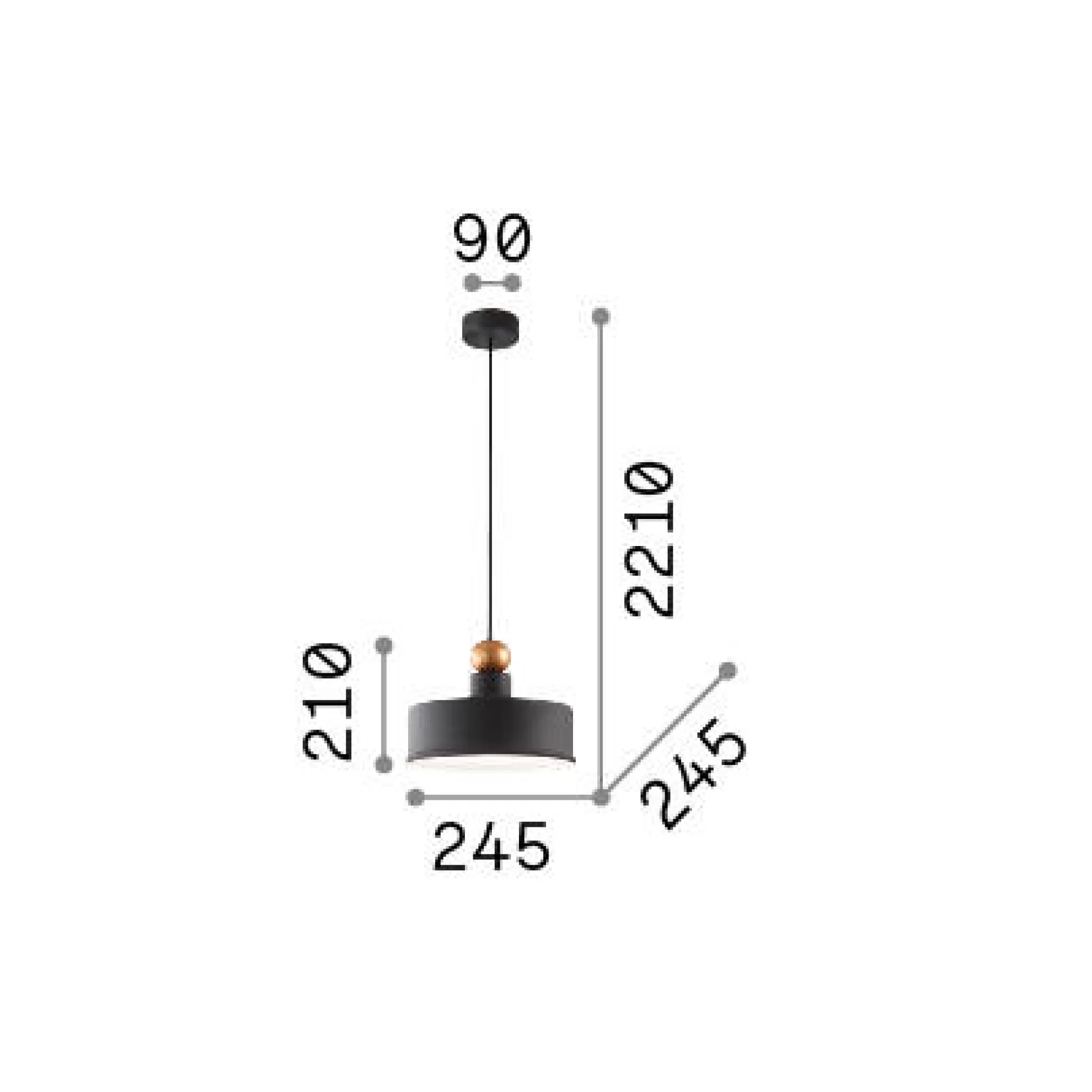 Dmora Lampade A Sospensione<Ideal-Lux - Lampada a sospensione TRIADE-2 SP1, 25 x 25 x h46 cm,