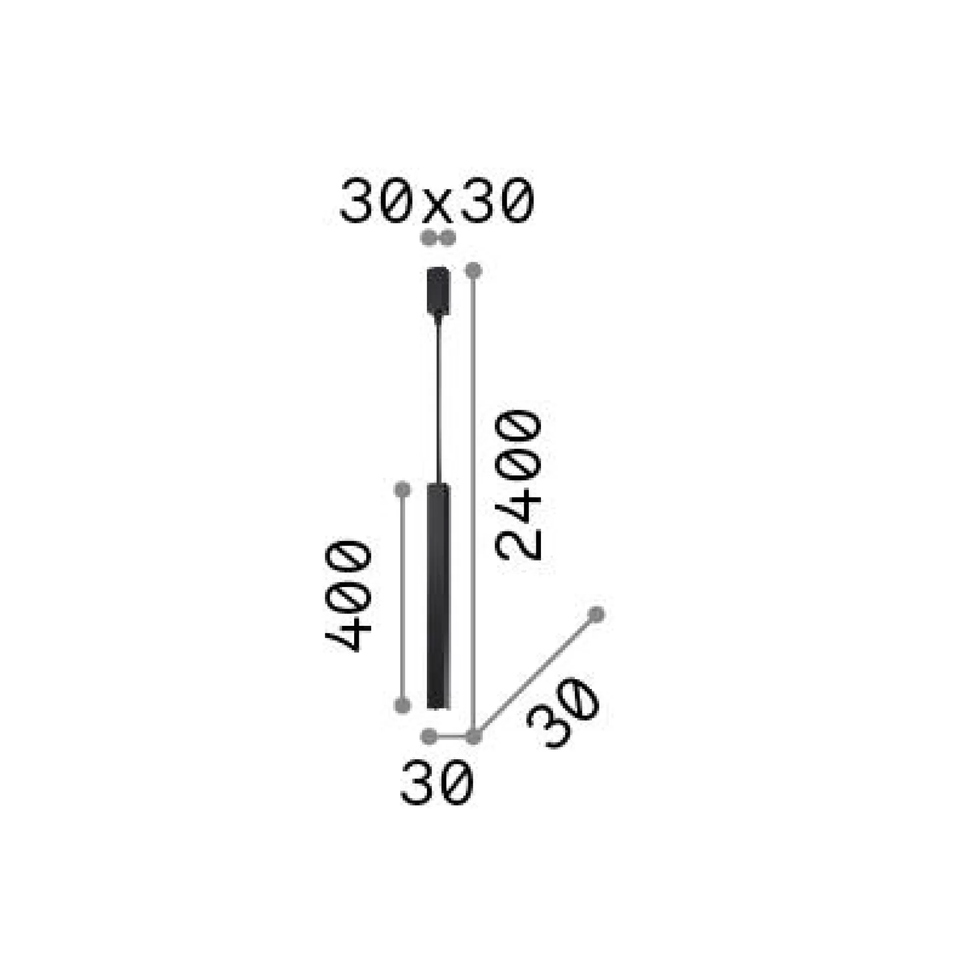 Dmora Lampade A Sospensione<Ideal-Lux - Lampada a sospensione ULTRATHIN SP D040 SQUARE ON-OFF , 3 x 3 x h65 cm,