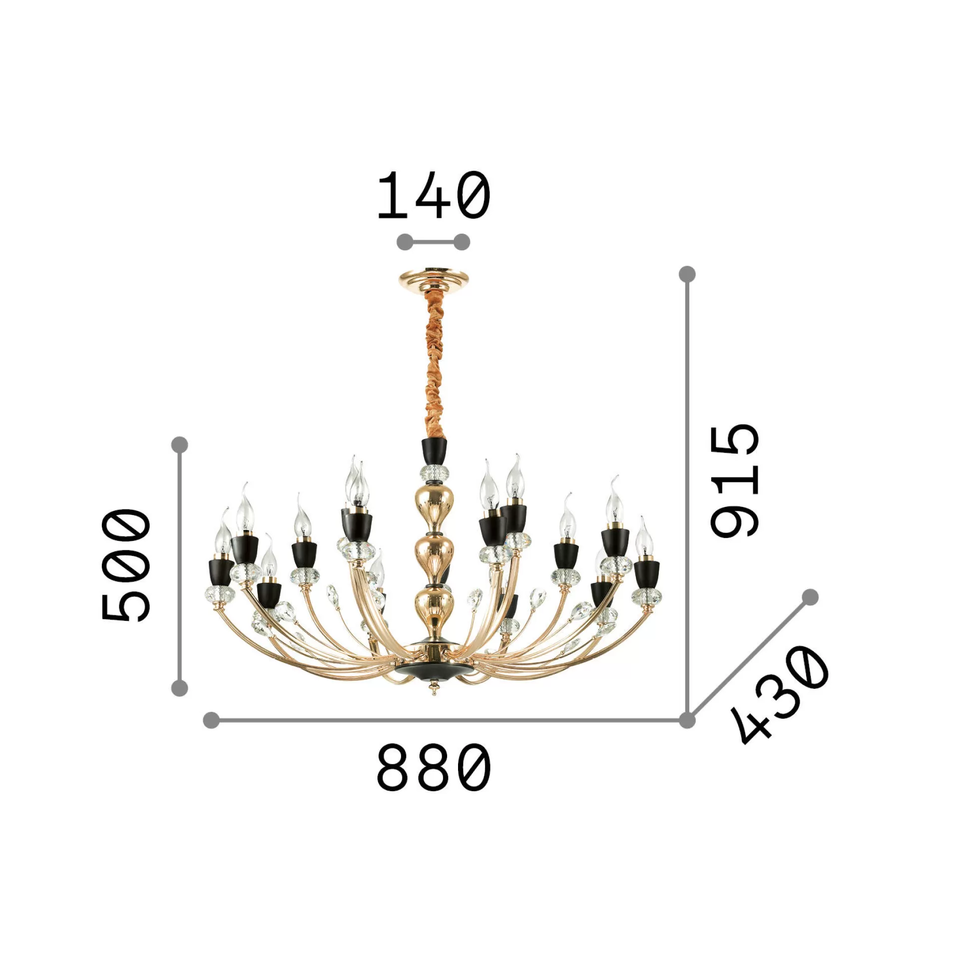 Dmora Lampade A Sospensione<Ideal-Lux - Lampada a sospensione VANITY SP15, 88 x 88 x h75 cm,