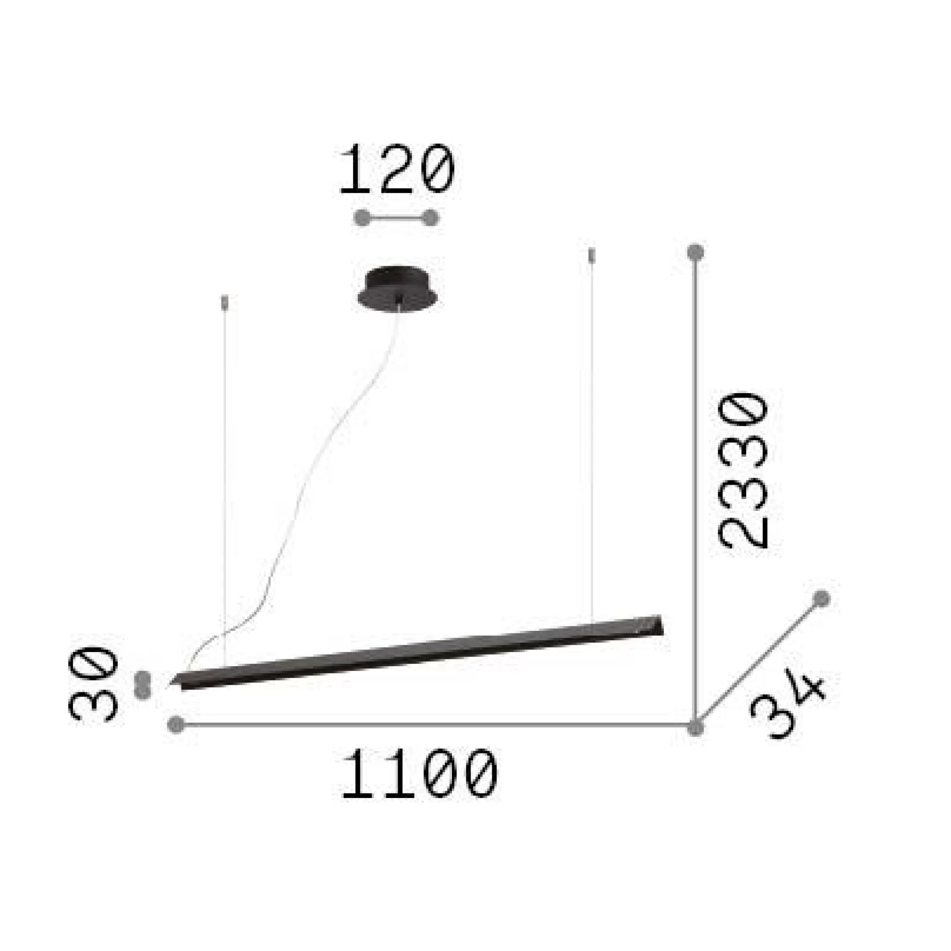 Dmora Lampade A Sospensione<Ideal-Lux - Lampada a sospensione V-LINE SP , 110 x 3 x h28 cm,