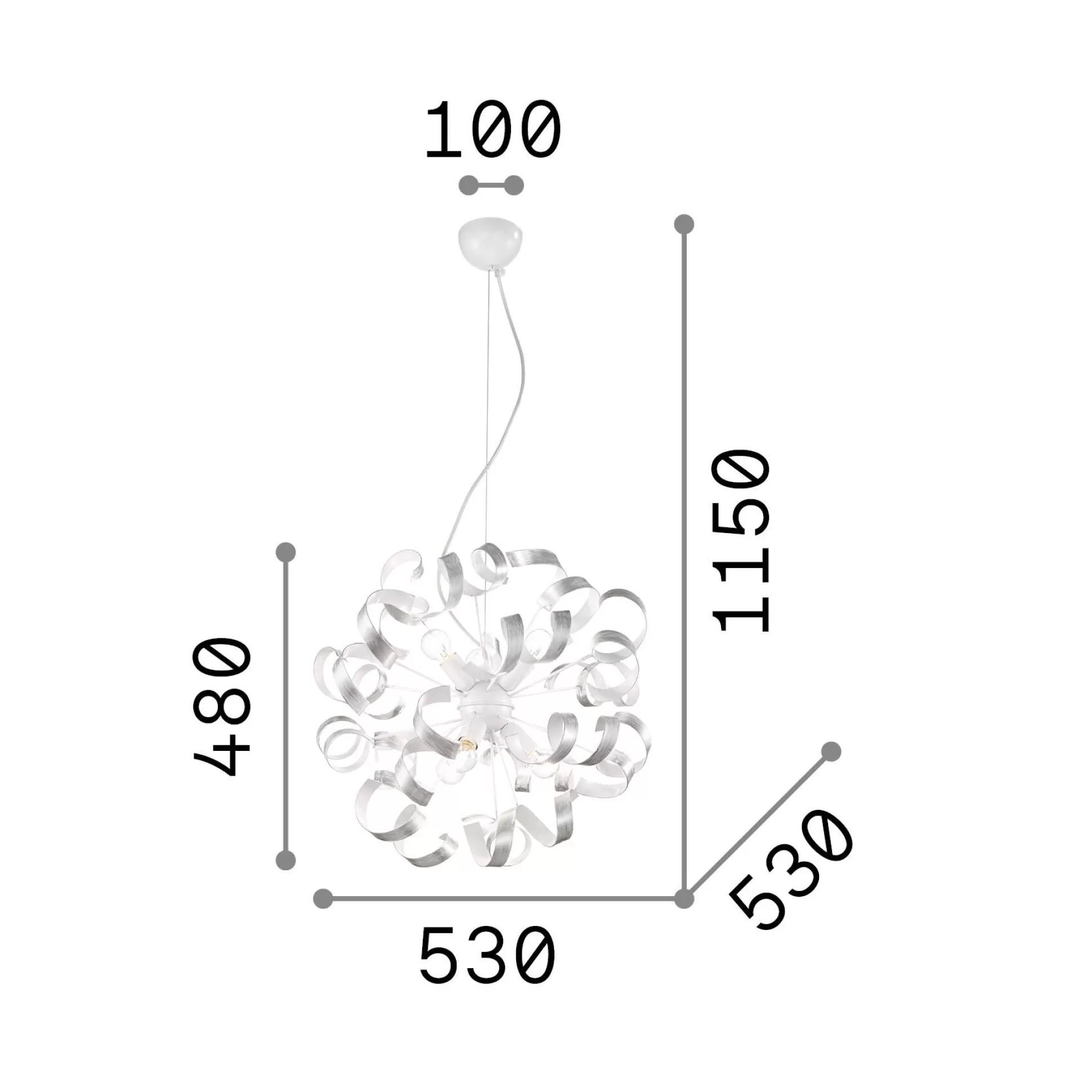 Dmora Lampade A Sospensione<Ideal-Lux - Lampada a sospensione VORTEX SP6 , Made in Italy, 53 x 53 x h73 cm,