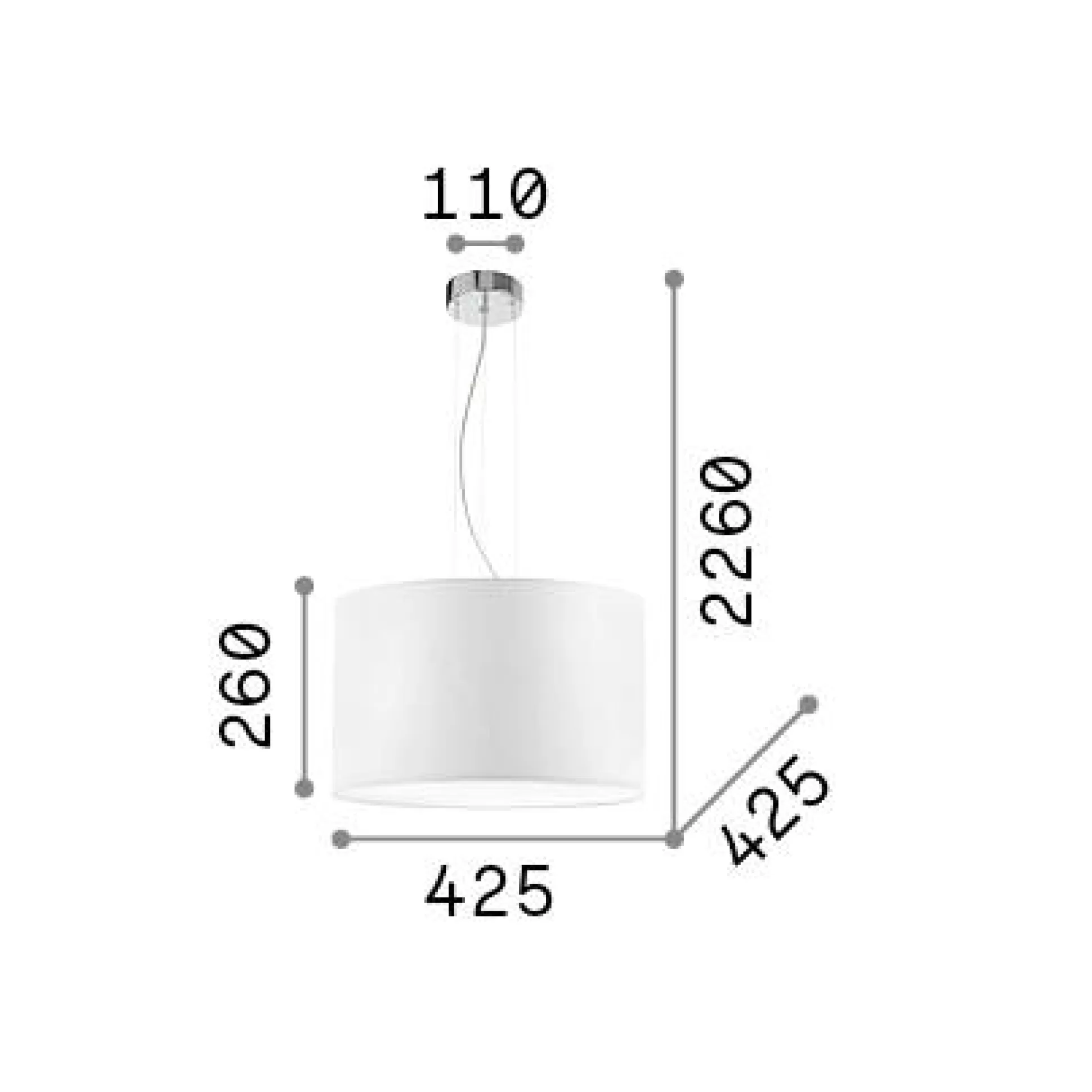 Dmora Lampade A Sospensione<Ideal-Lux - Lampada a sospensione WHEEL SP3, 43 x 43 x h51 cm,