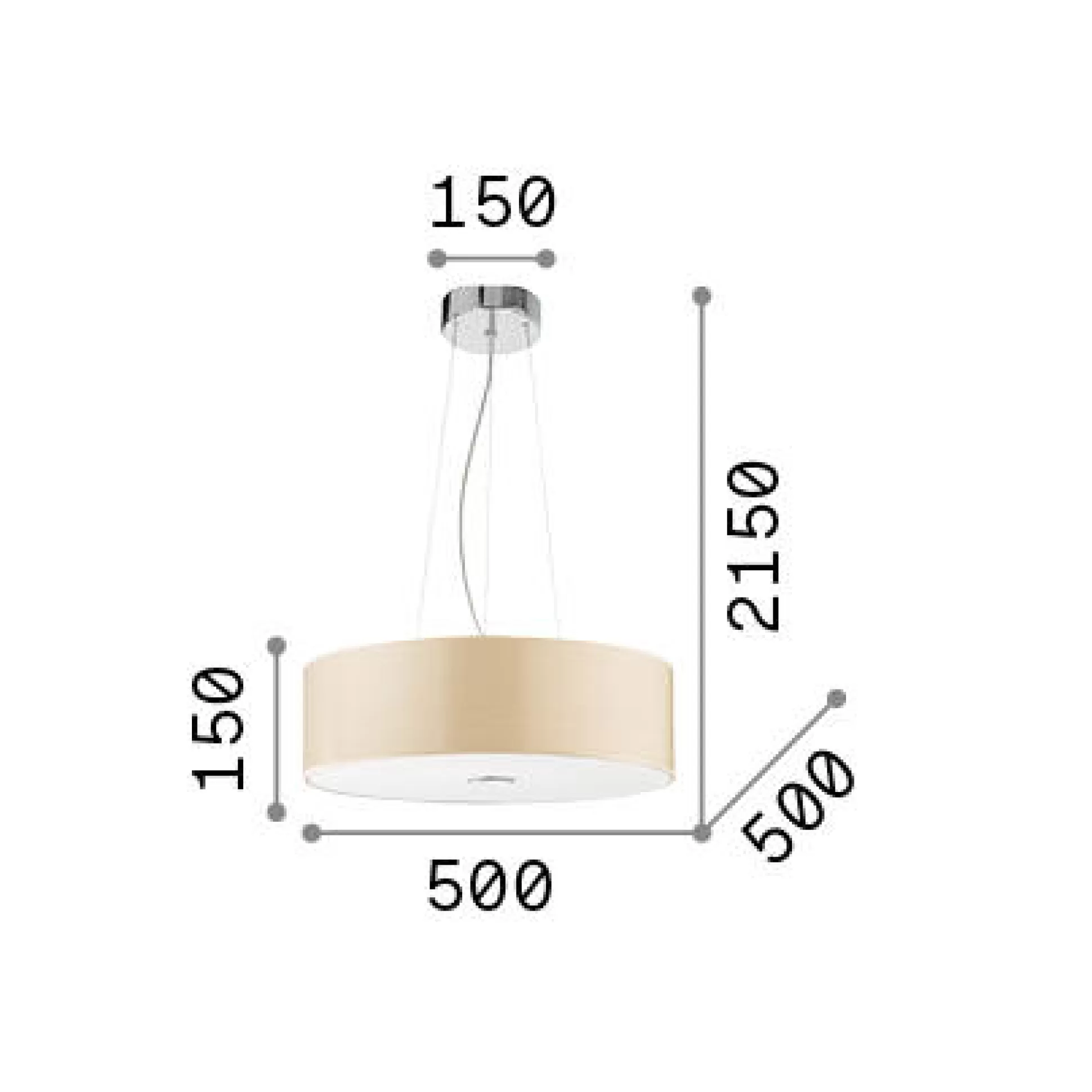 Dmora Lampade A Sospensione<Ideal-Lux - Lampada a sospensione WOODY SP4 , 50 x 50 x h40 cm,