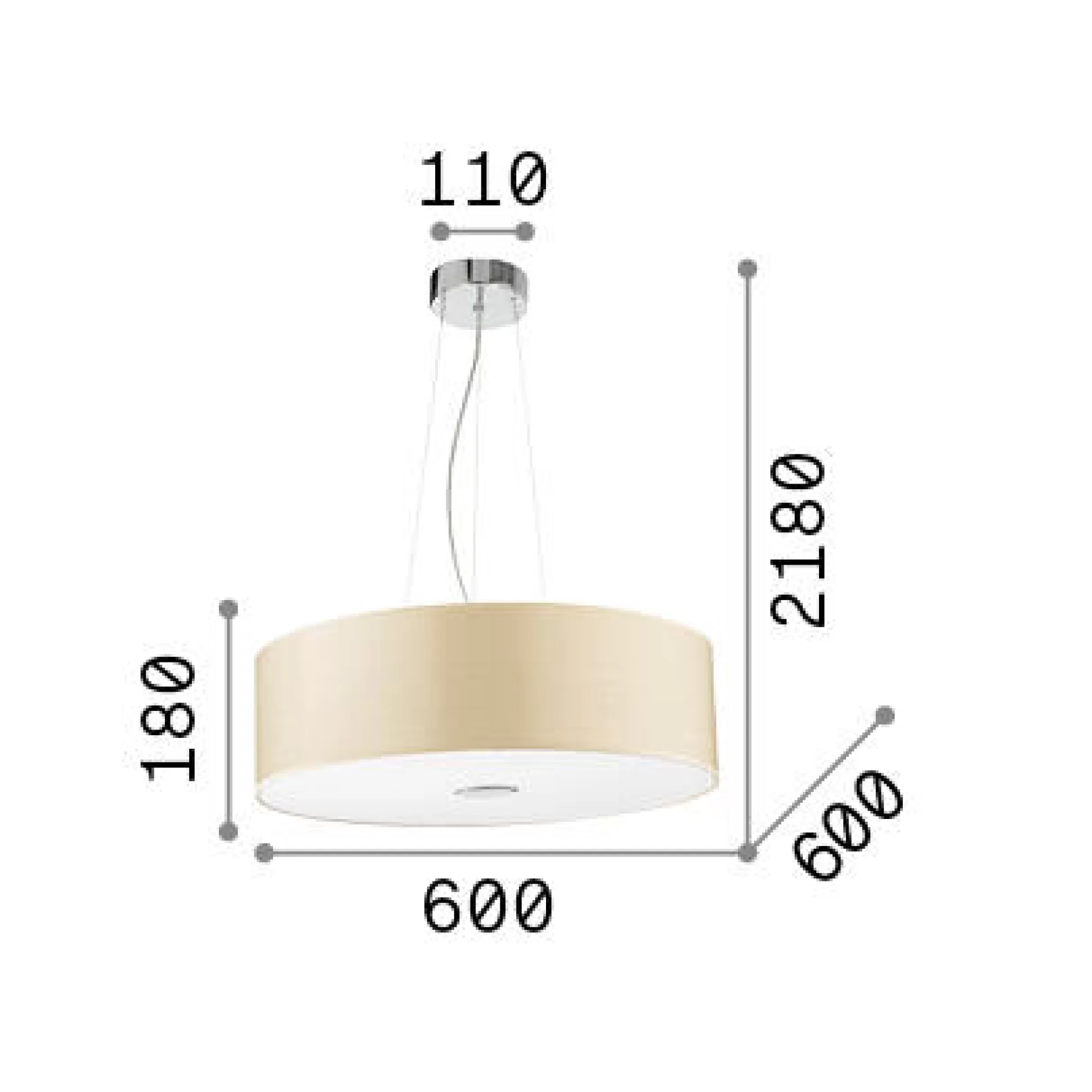 Dmora Lampade A Sospensione<Ideal-Lux - Lampada a sospensione WOODY SP5 , 60 x 60 x h43 cm,