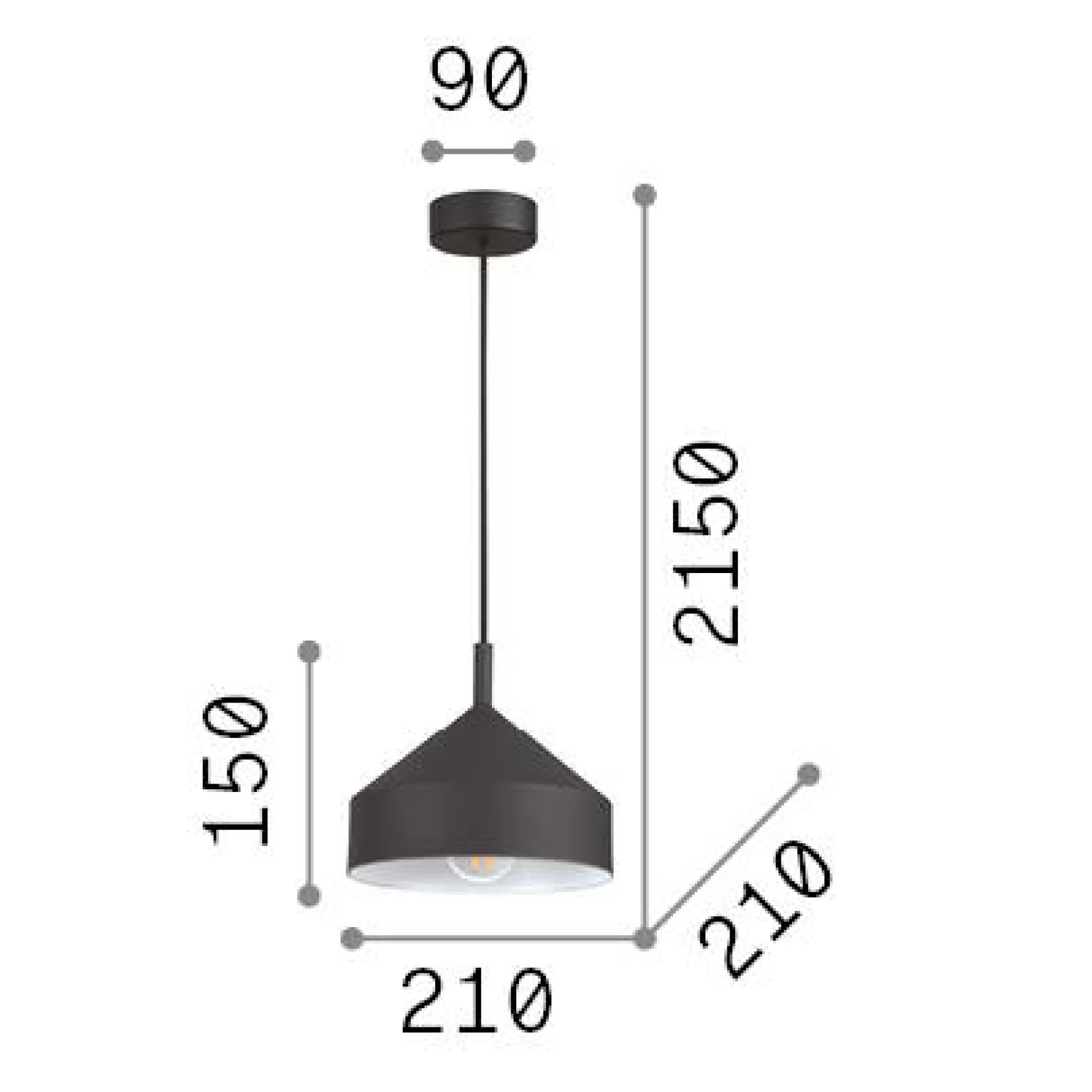 Dmora Lampade A Sospensione<Ideal-Lux - Lampada a sospensione YURTA SP1 D21 , 21 x 21 x h40 cm,