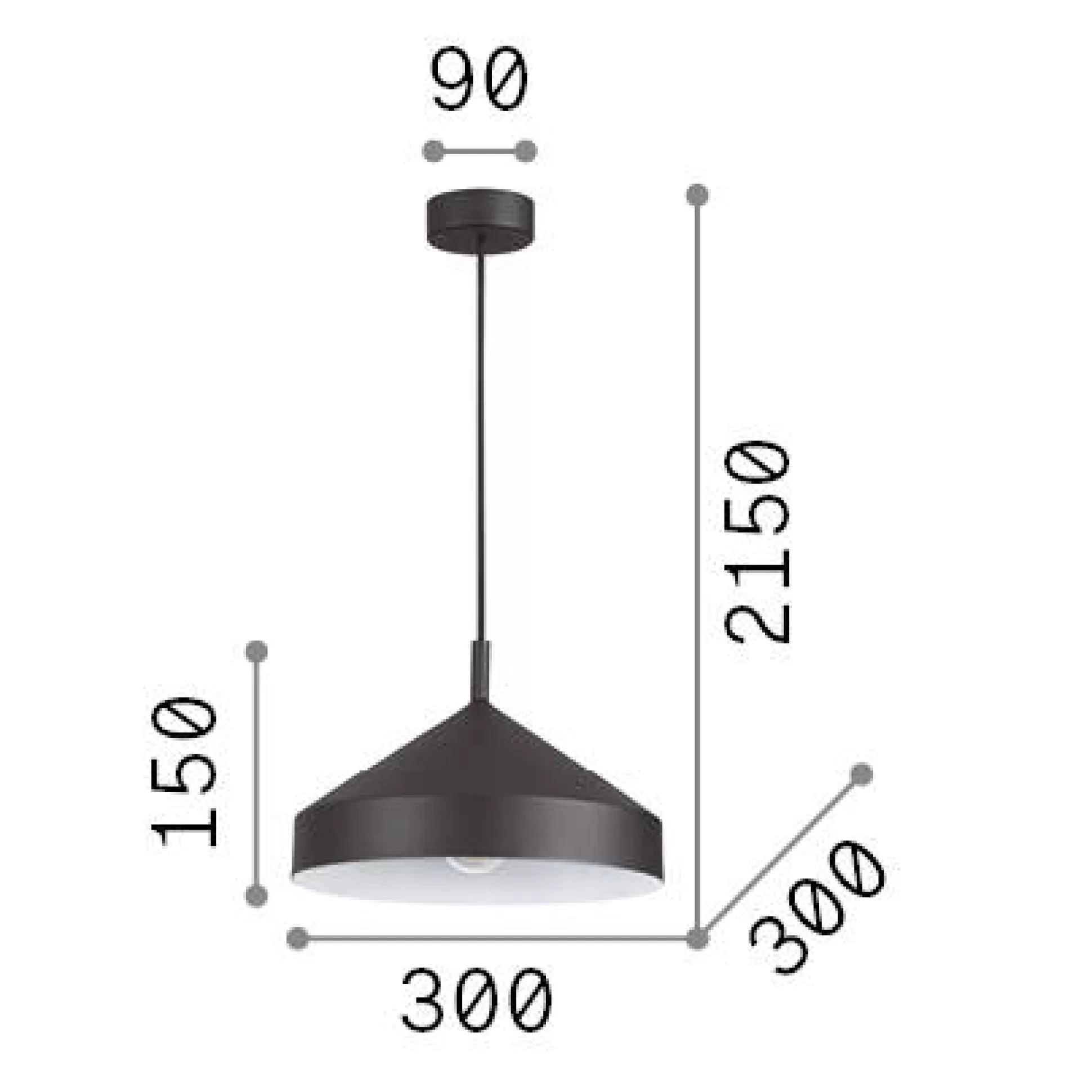 Dmora Lampade A Sospensione<Ideal-Lux - Lampada a sospensione YURTA SP1 D30 , 30 x 30 x h40 cm,