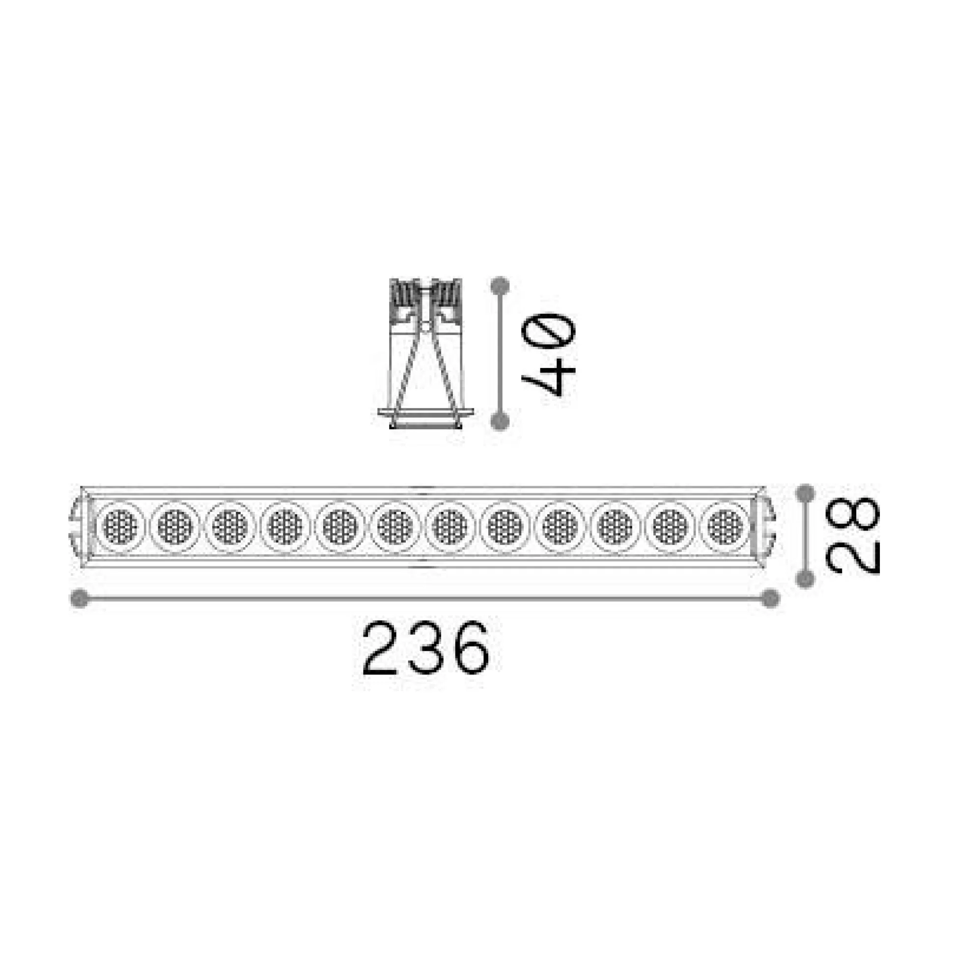 Dmora Lampade Da Incasso<Ideal-Lux - Lampada da incasso LIKA FI SLIM 20W 3000K BK, 24 x 3 x h4 cm,