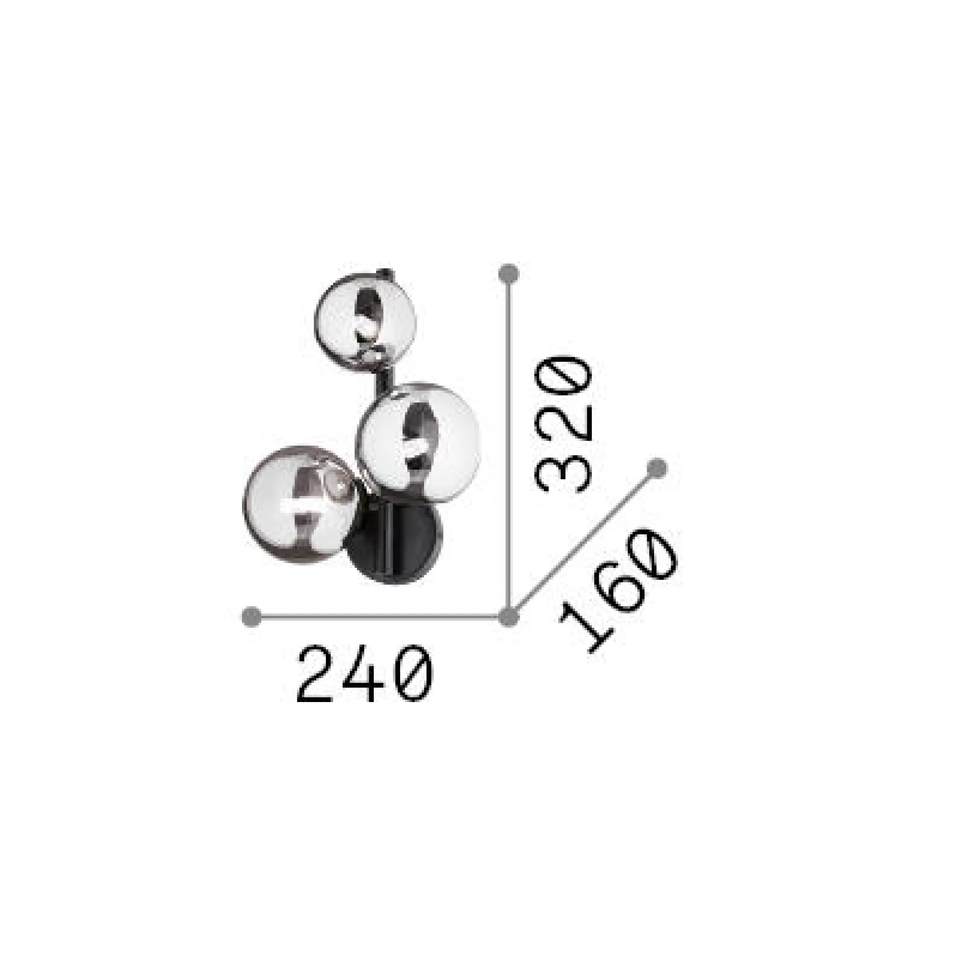 Dmora Lampade Da Parete<Ideal-Lux - Lampada da parete PERLAGE AP3 FUME', 24 x 32 x h16 cm,