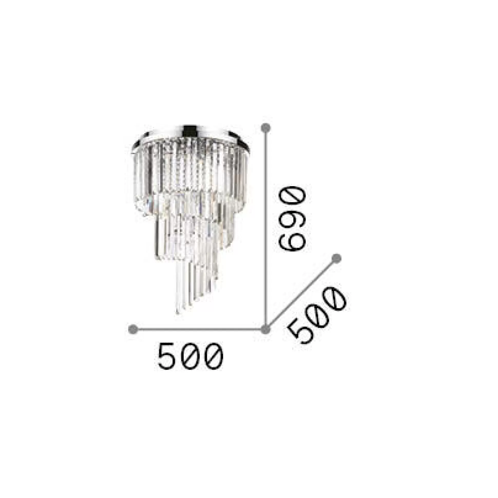 Dmora Lampade Da Soffitto<Ideal-Lux - Lampada da soffitto CARLTON PL12 , 50 x 50 x h69 cm,