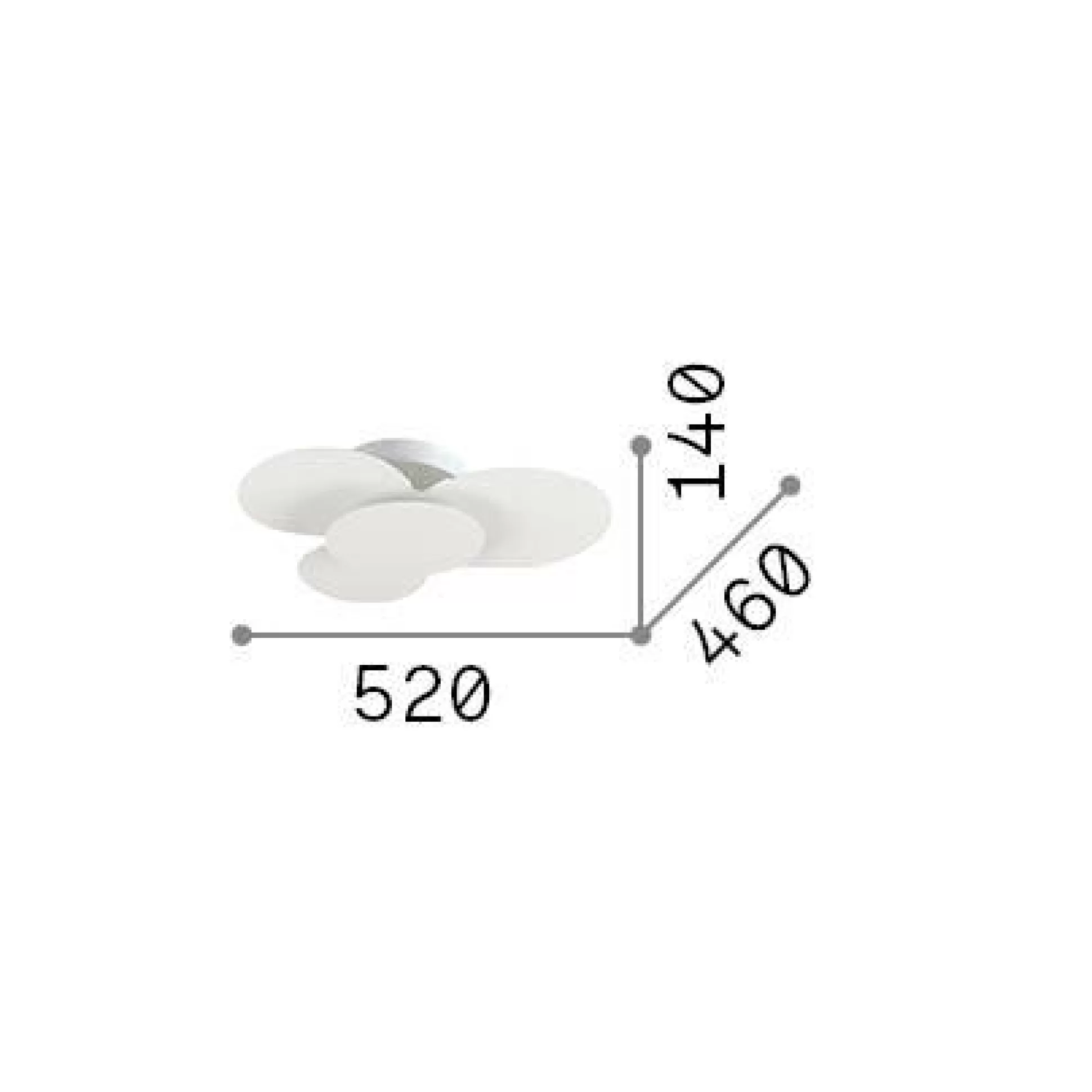 Dmora Lampade Da Soffitto<Ideal-Lux - Lampada da soffitto CLOUD PL D52, 52 x 46 x h14 cm,