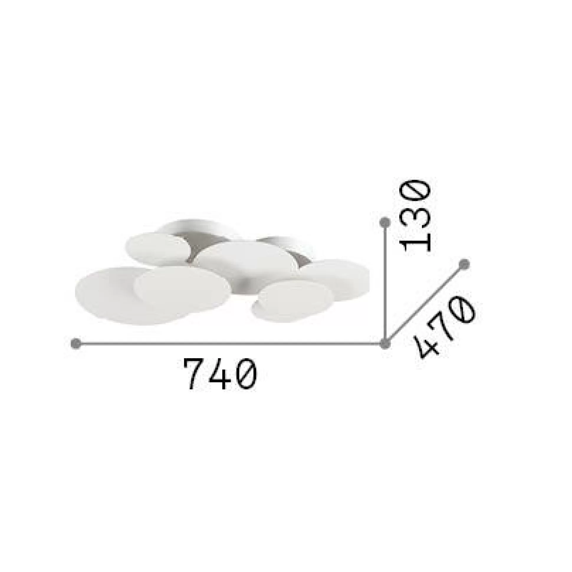 Dmora Lampade Da Soffitto<Ideal-Lux - Lampada da soffitto CLOUD PL D74, 74 x 47 x h13 cm,