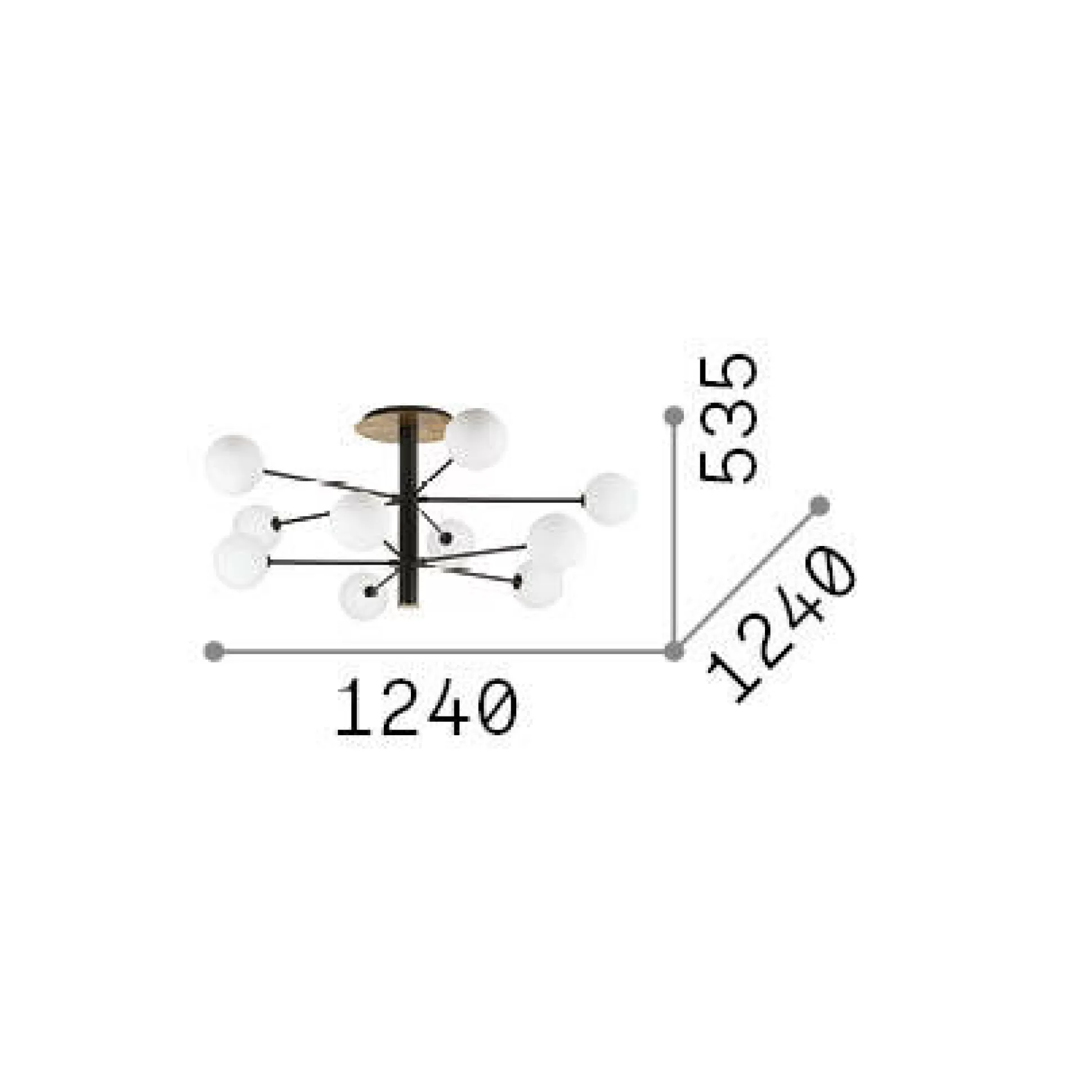 Dmora Lampade Da Soffitto<Ideal-Lux - Lampada da soffitto COSMOPOLITAN PL10, 124 x 124 x h54 cm,