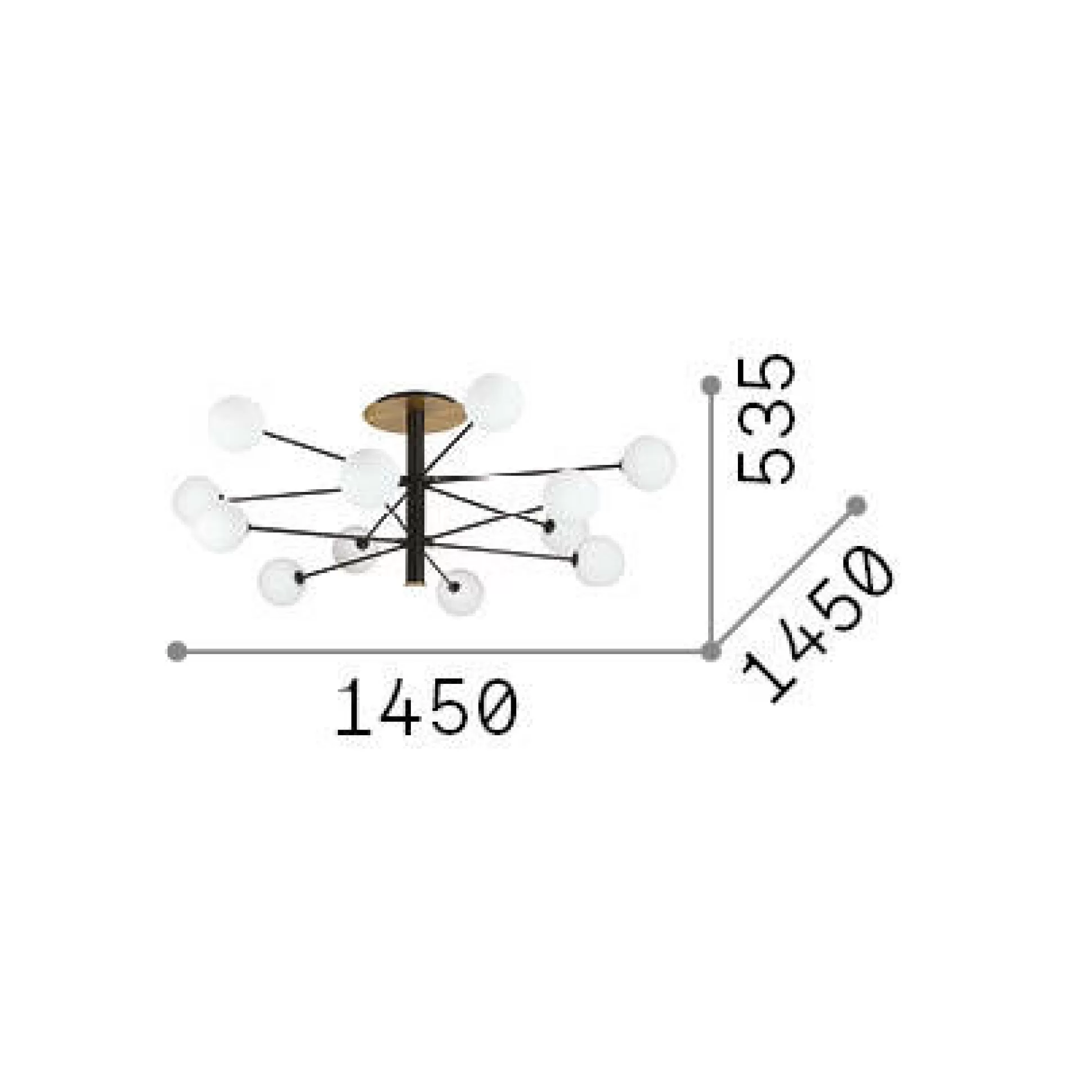 Dmora Lampade Da Soffitto<Ideal-Lux - Lampada da soffitto COSMOPOLITAN PL12, 145 x 145 x h54 cm,
