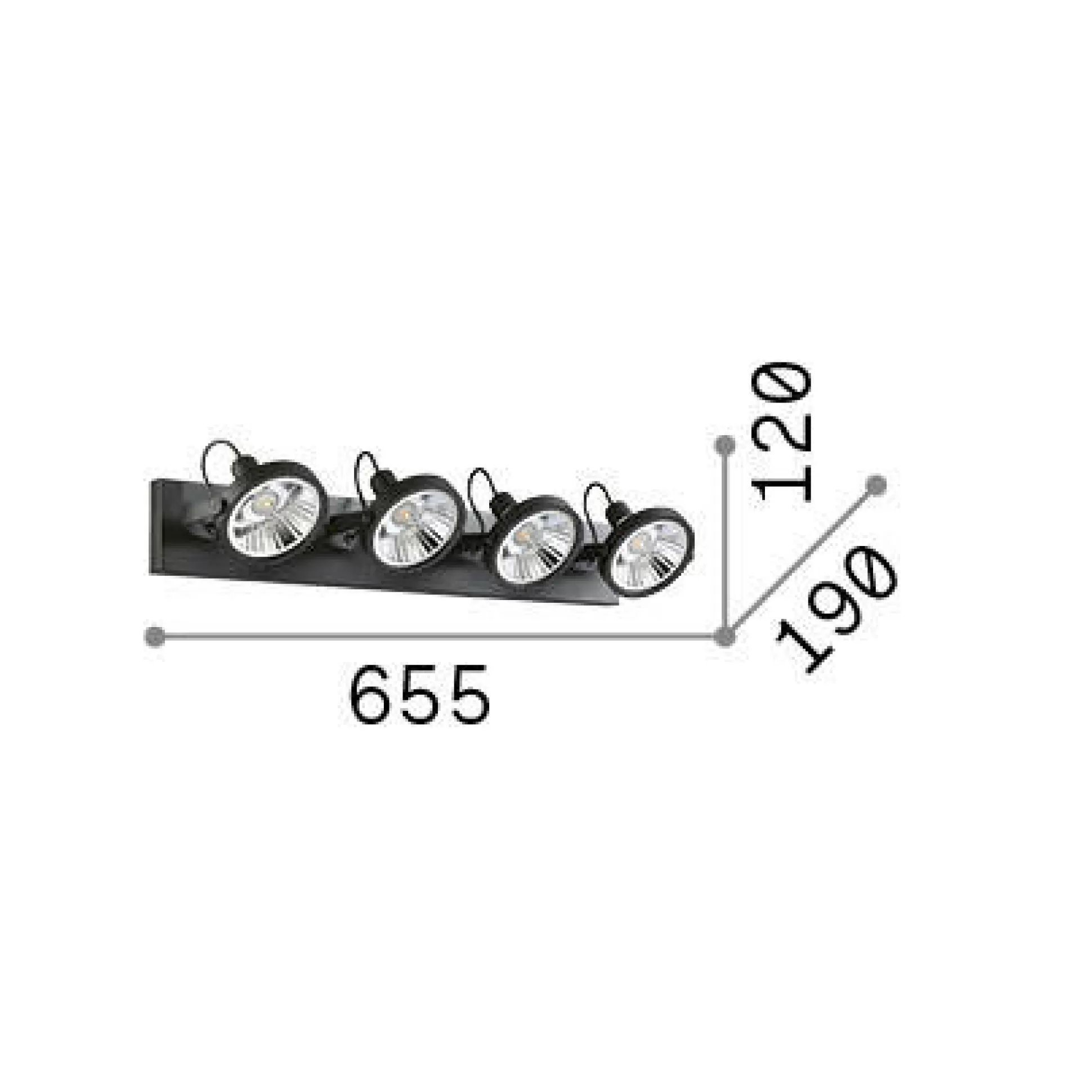 Dmora Lampade Da Soffitto<Ideal-Lux - Lampada da soffitto GLIM PL4 , 66 x 12 x h19 cm,